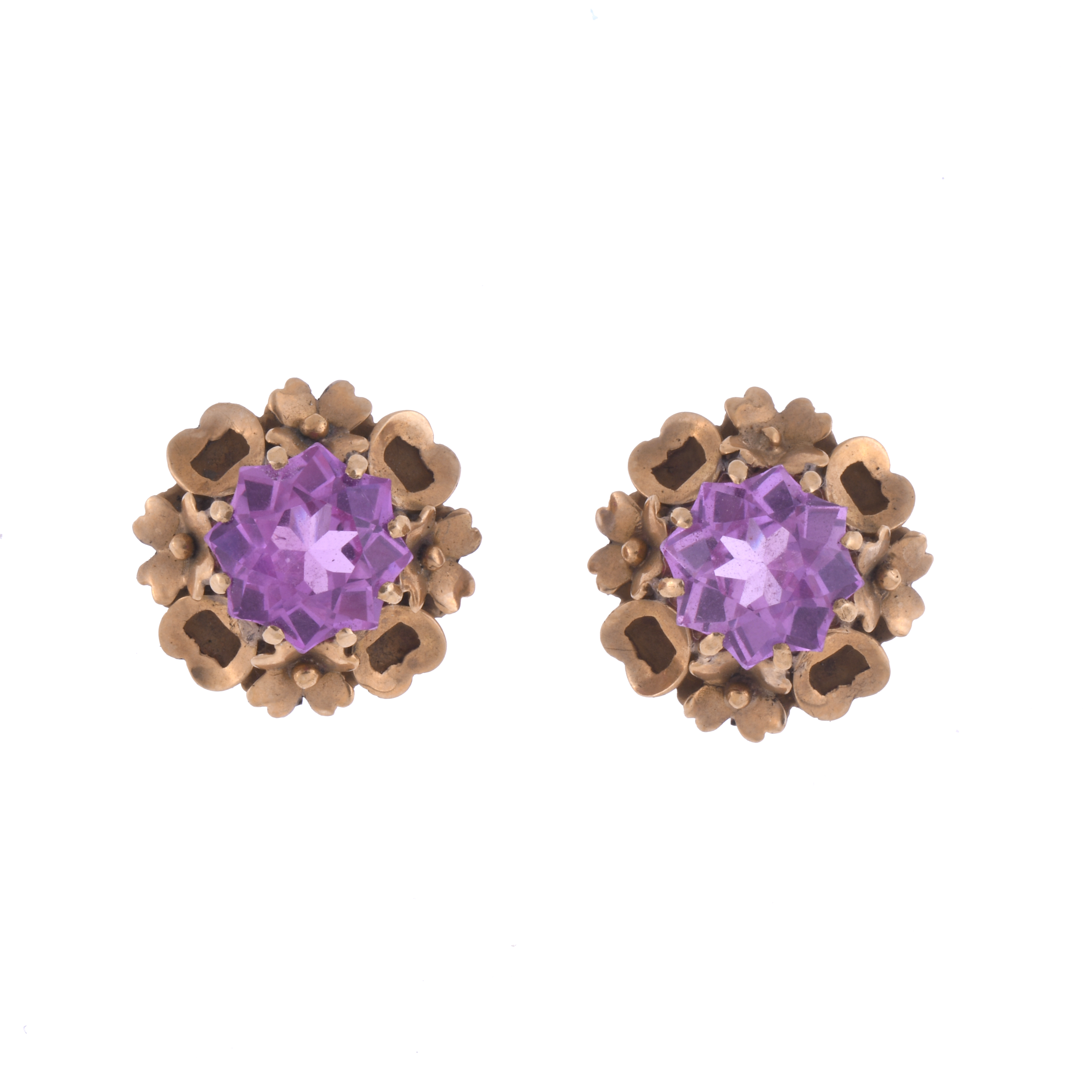 FLORAL EARRINGS WITH TOURMALINES.