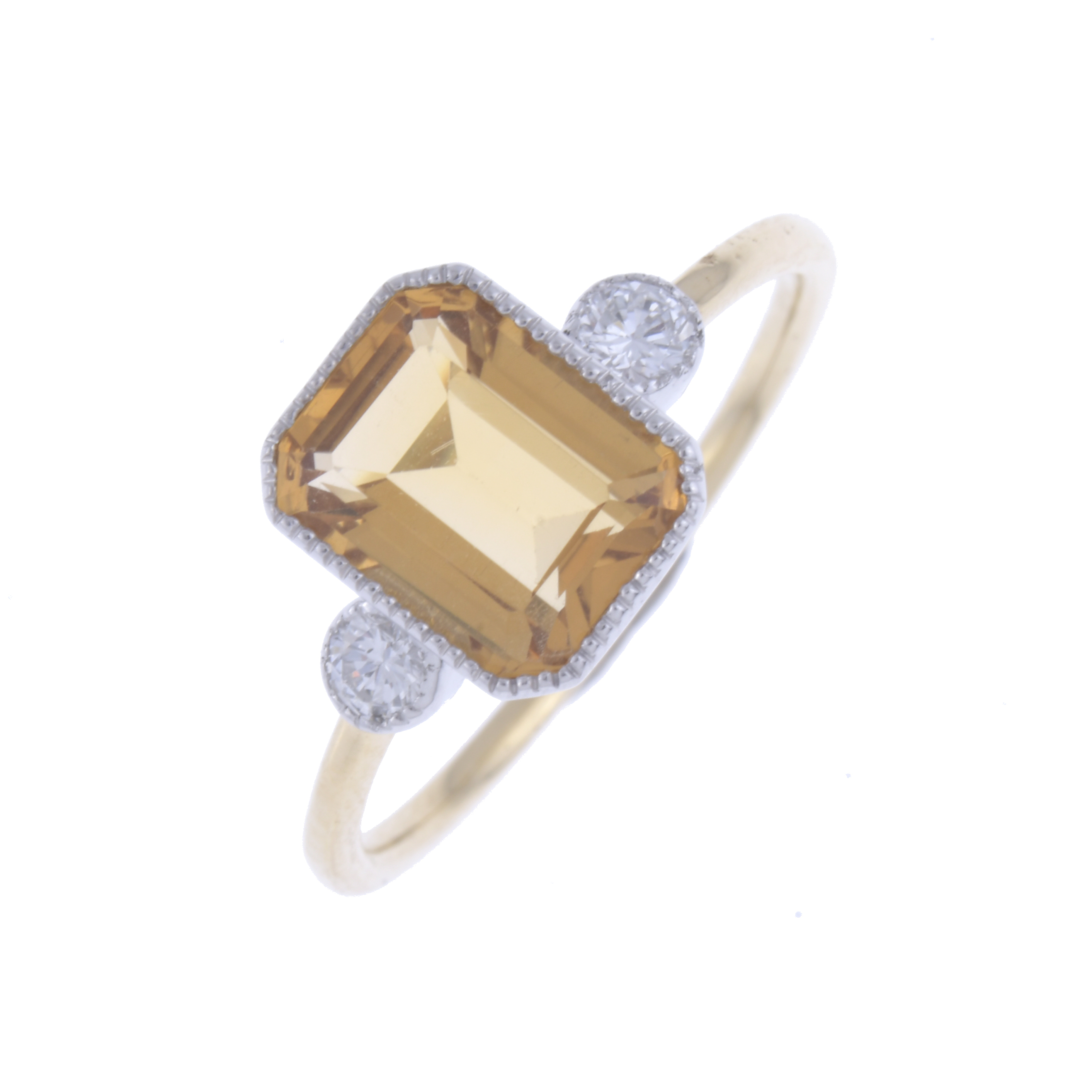 ART DECO STYLE RING WITH SMOKY QUARTZ AND DIAMONDS.