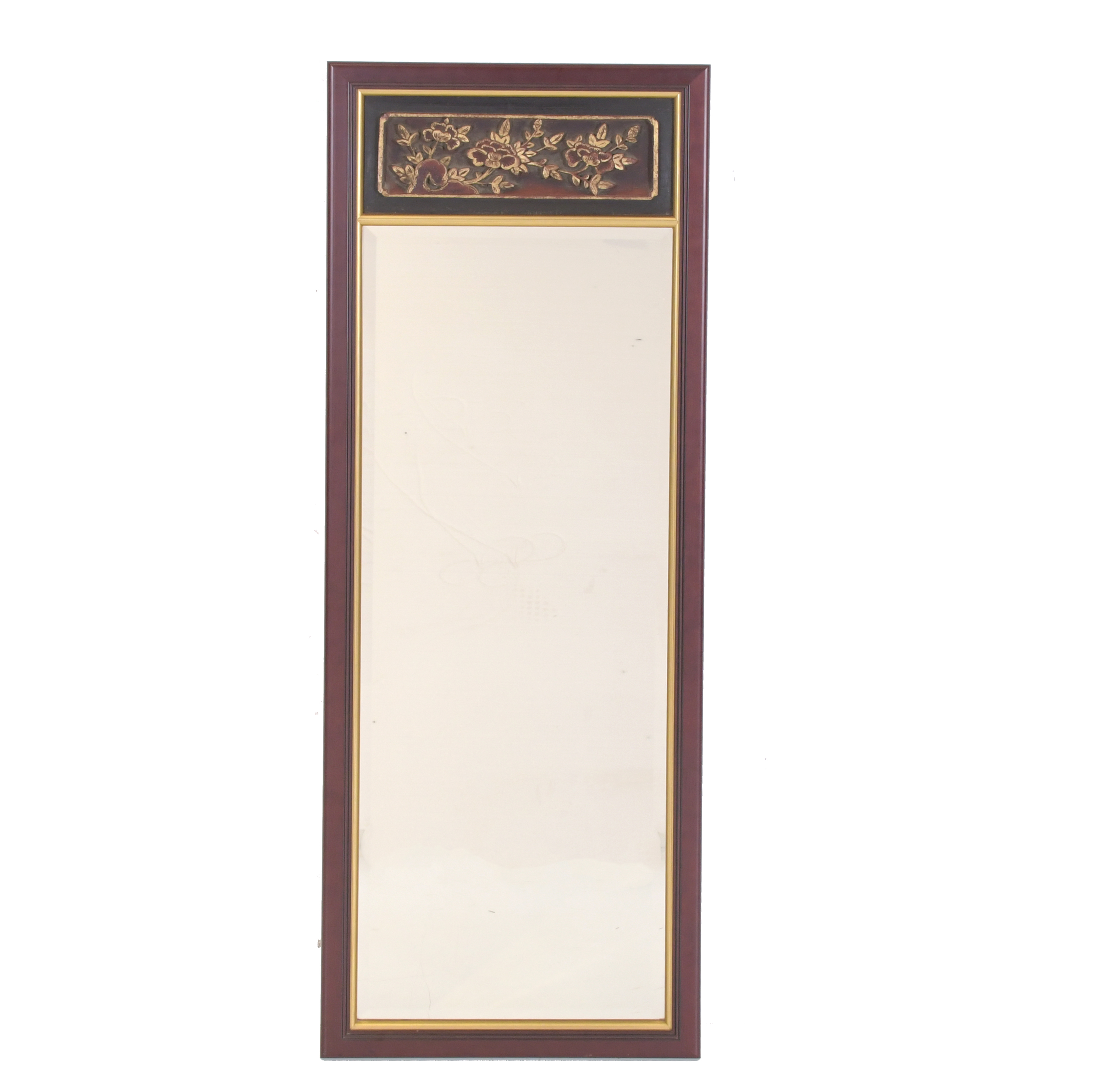 20TH CENTURY CHINESE SCHOOL. MIRROR WITH DECORATIVE CARVING