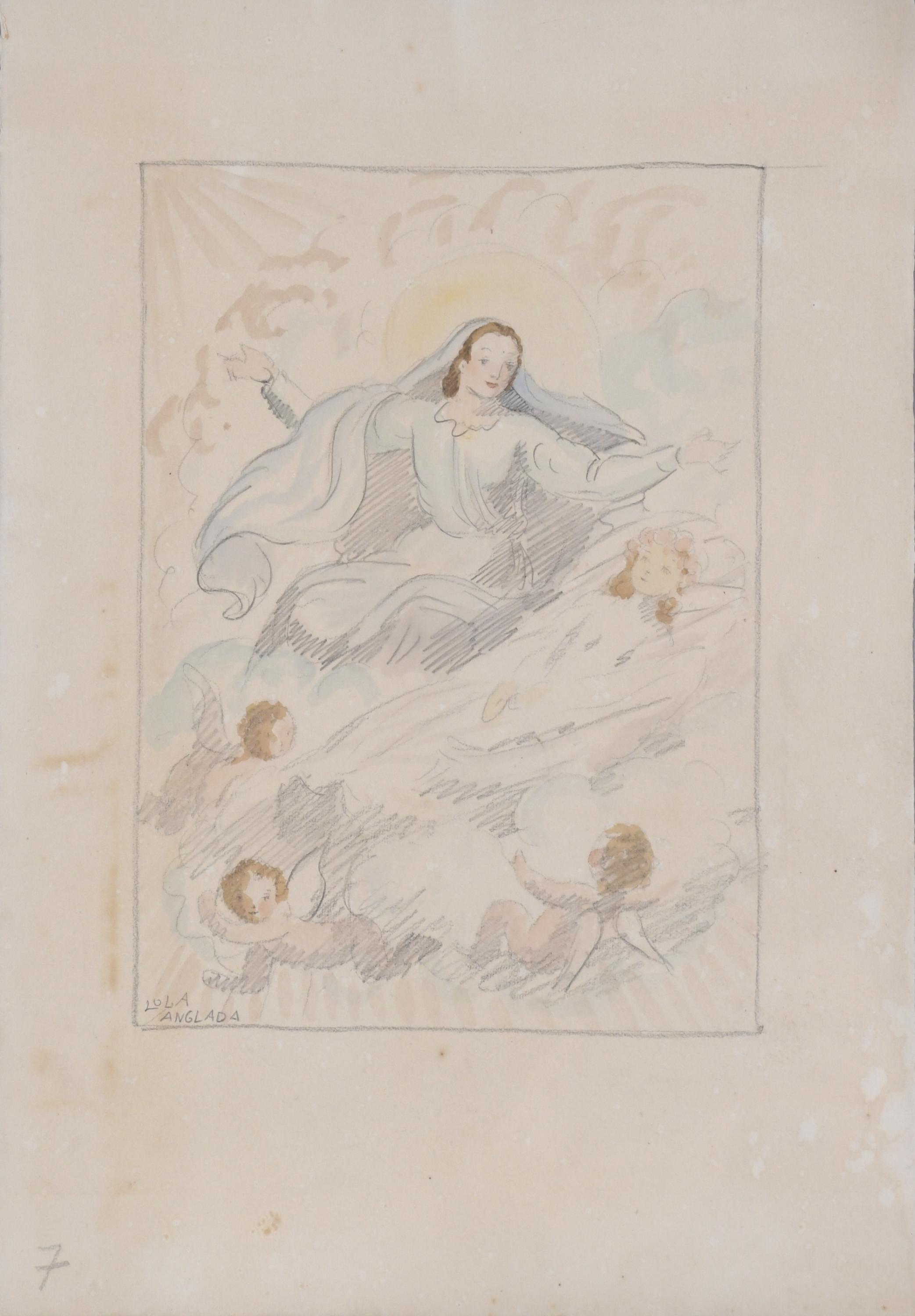 LOLA ANGLADA (1892-1984).  "MADONNA AND ANGELS".