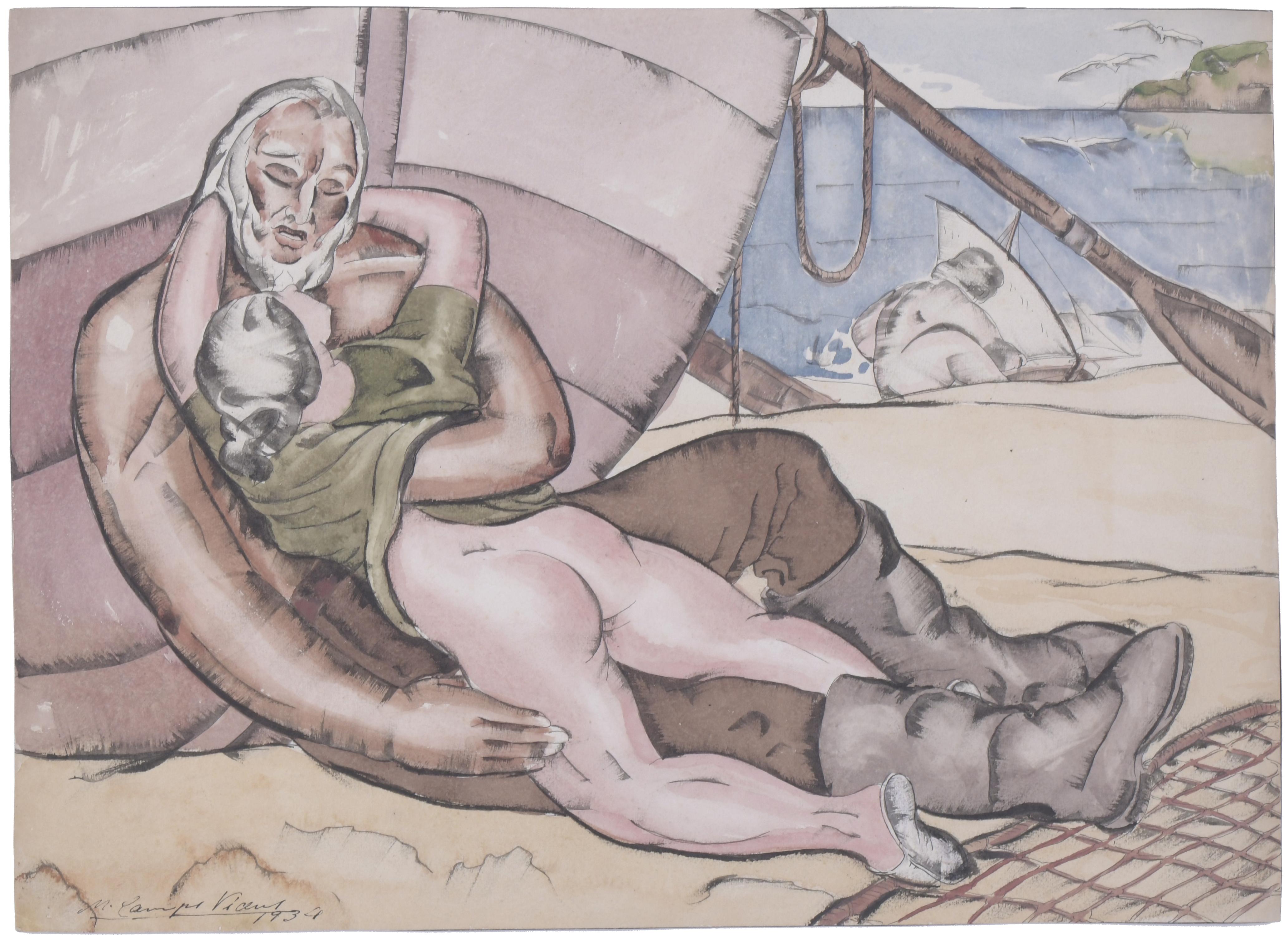 MANUEL CAMPS-VICENS (1906-1986).   EROTIC DRAWING, 1934.