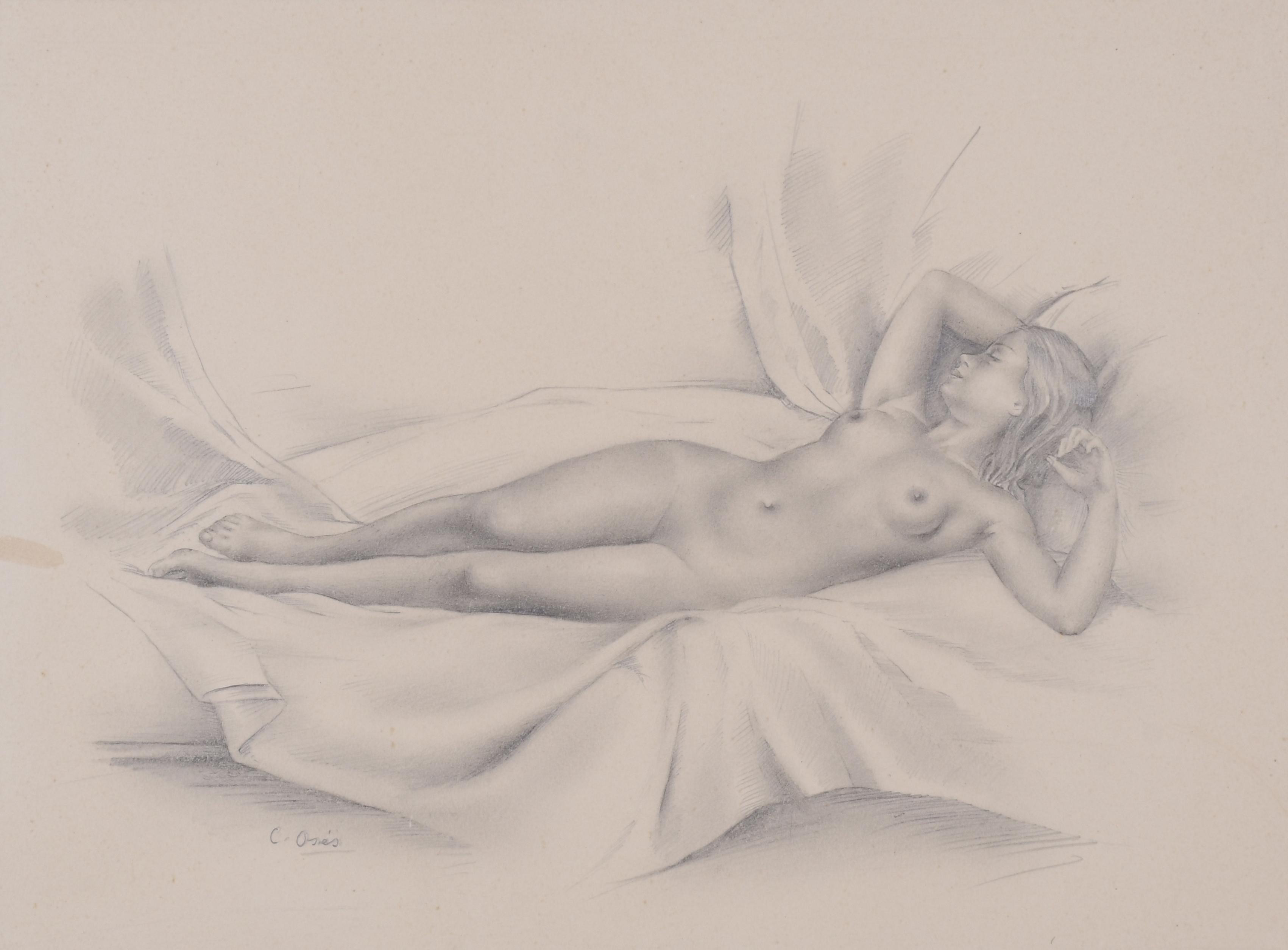 CARMEN OSÉS (1898-1961). "WOMAN LYING DOWN".