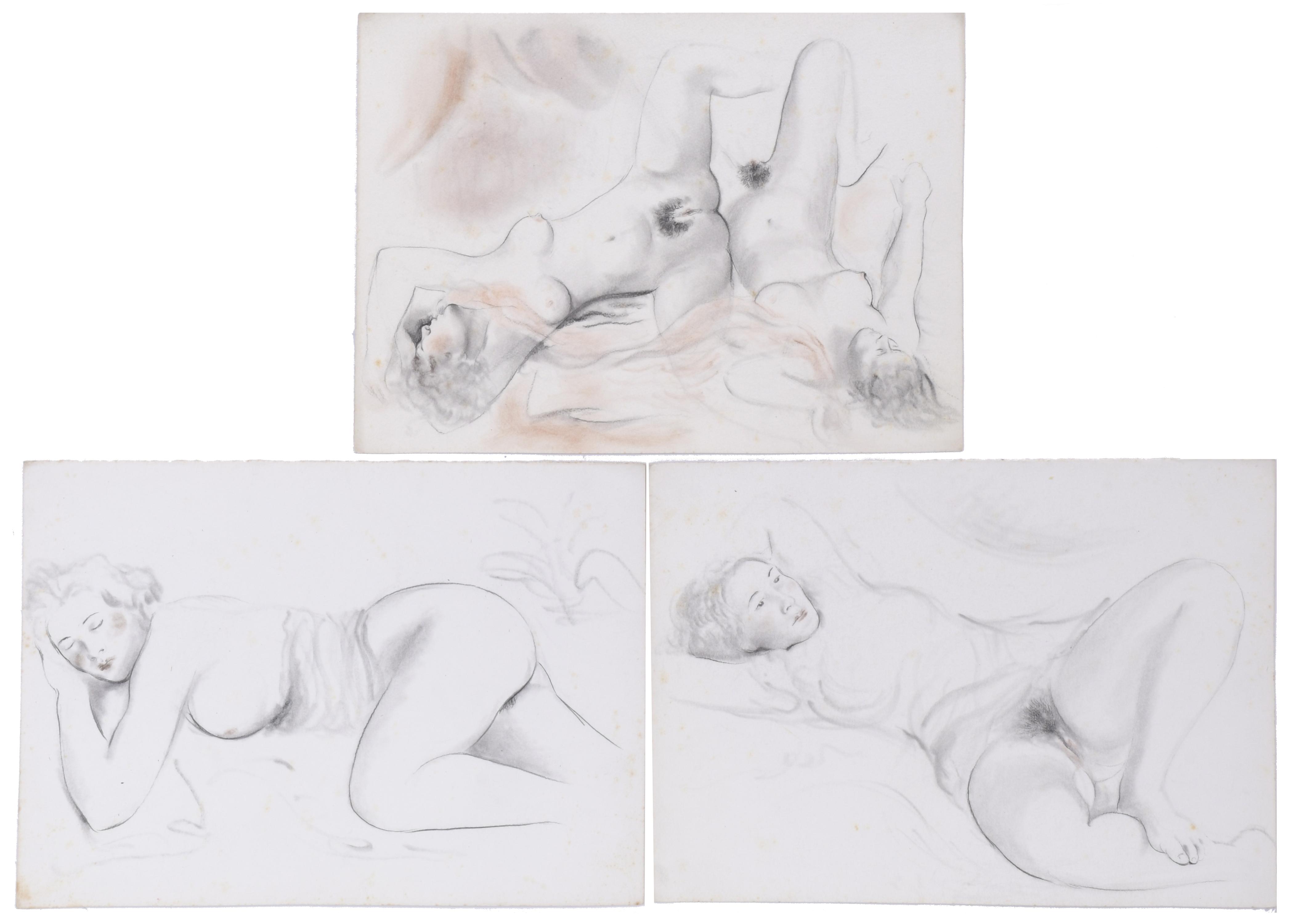 FRANCESC DOMINGO SEGURA (1893-1974).  SET OF THREE NUDES.