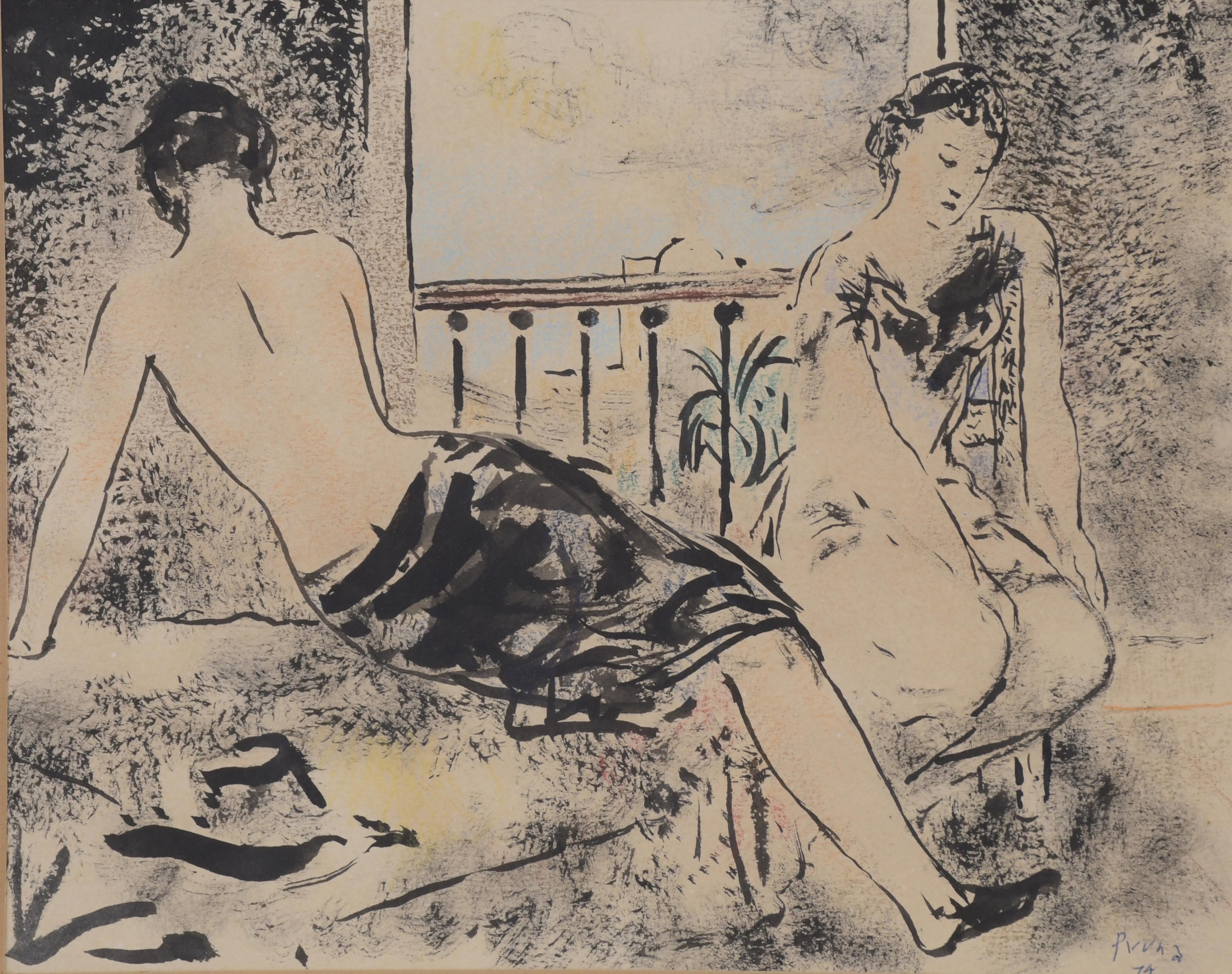 PERE PRUNA OCERANS (1904-1977). "GIRLS BY THE BALCONY", 197