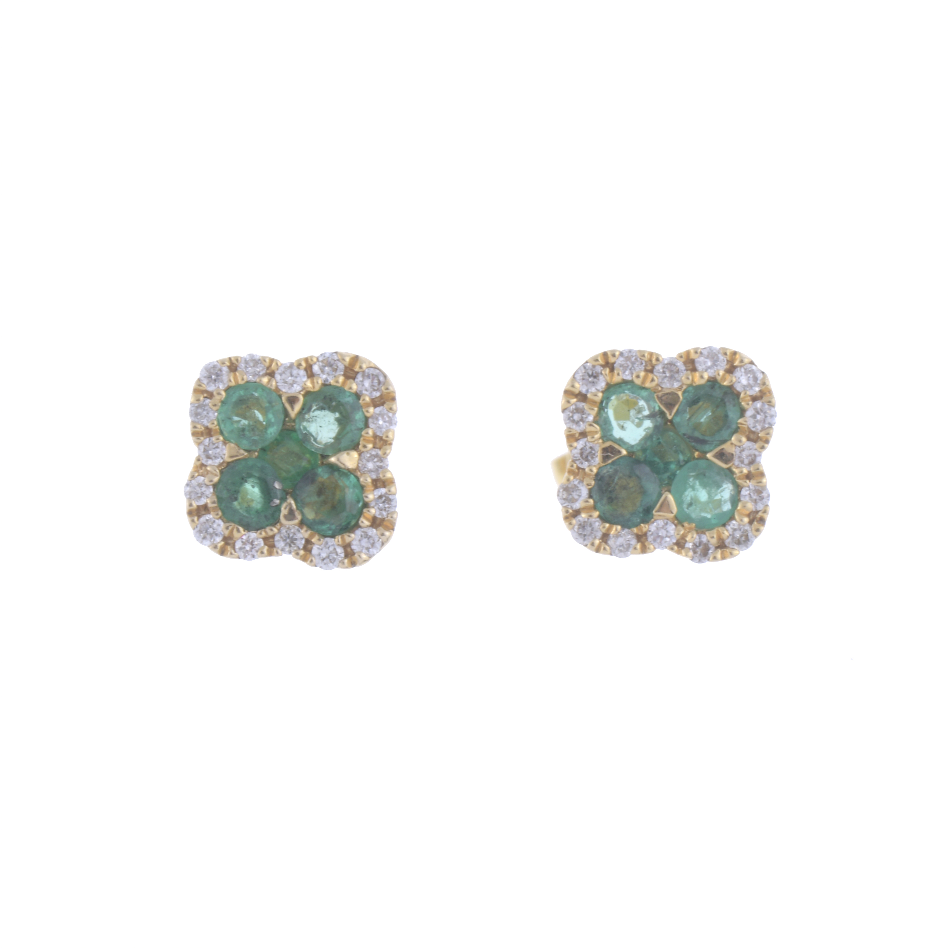 PENDIENTES FLORALES DE ESMERALDA Y DIAMANTES.