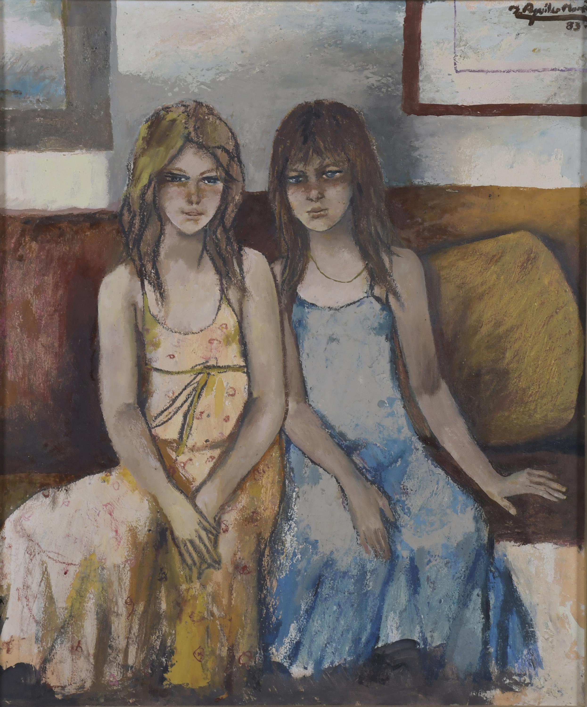 RAMÓN AGUILAR MORÉ (1924-2015). "GIRLS SEATED", 1983.