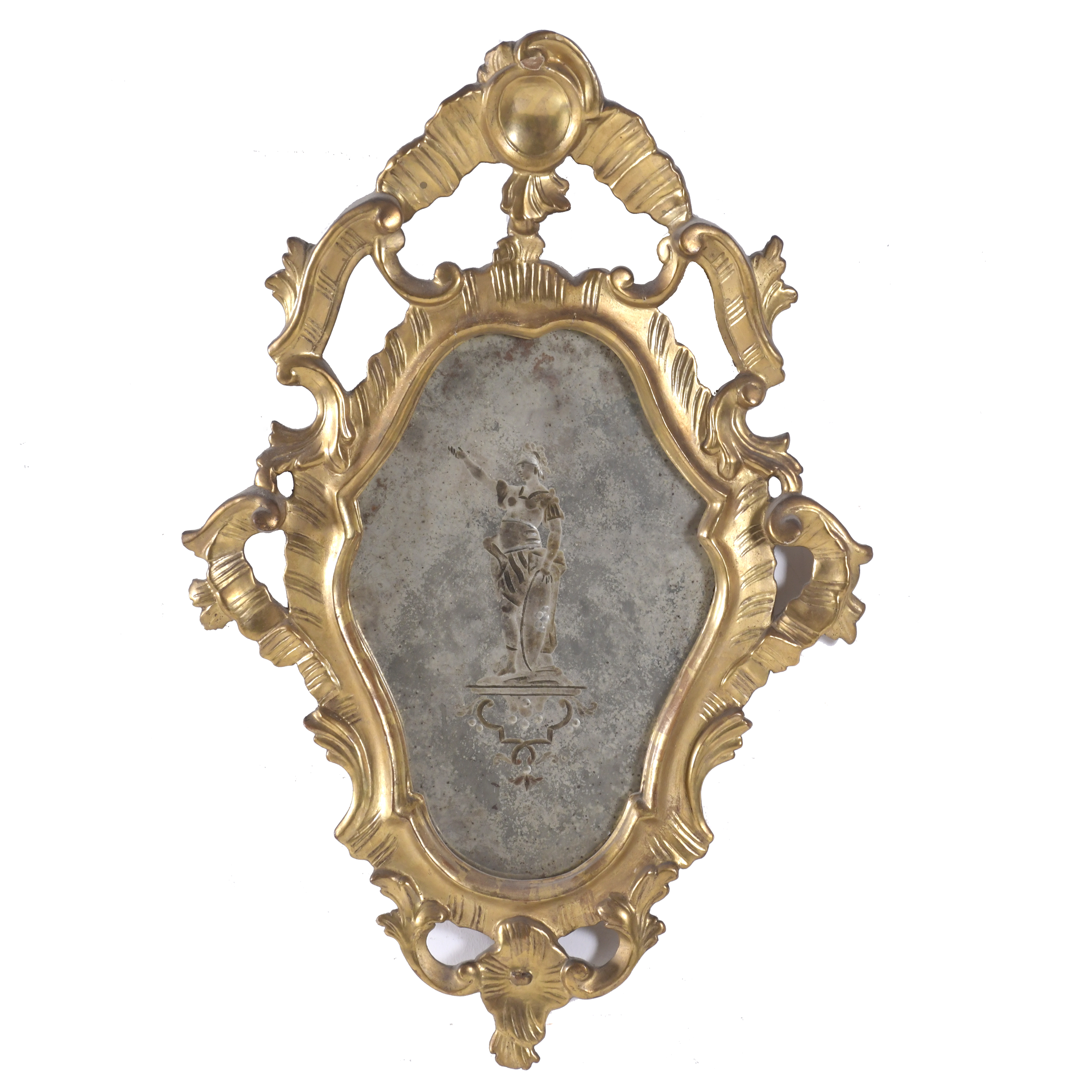 SMALL ALPHONSINE STYLE ORNAMENTAL MIRROR, 20TH CENTURY
