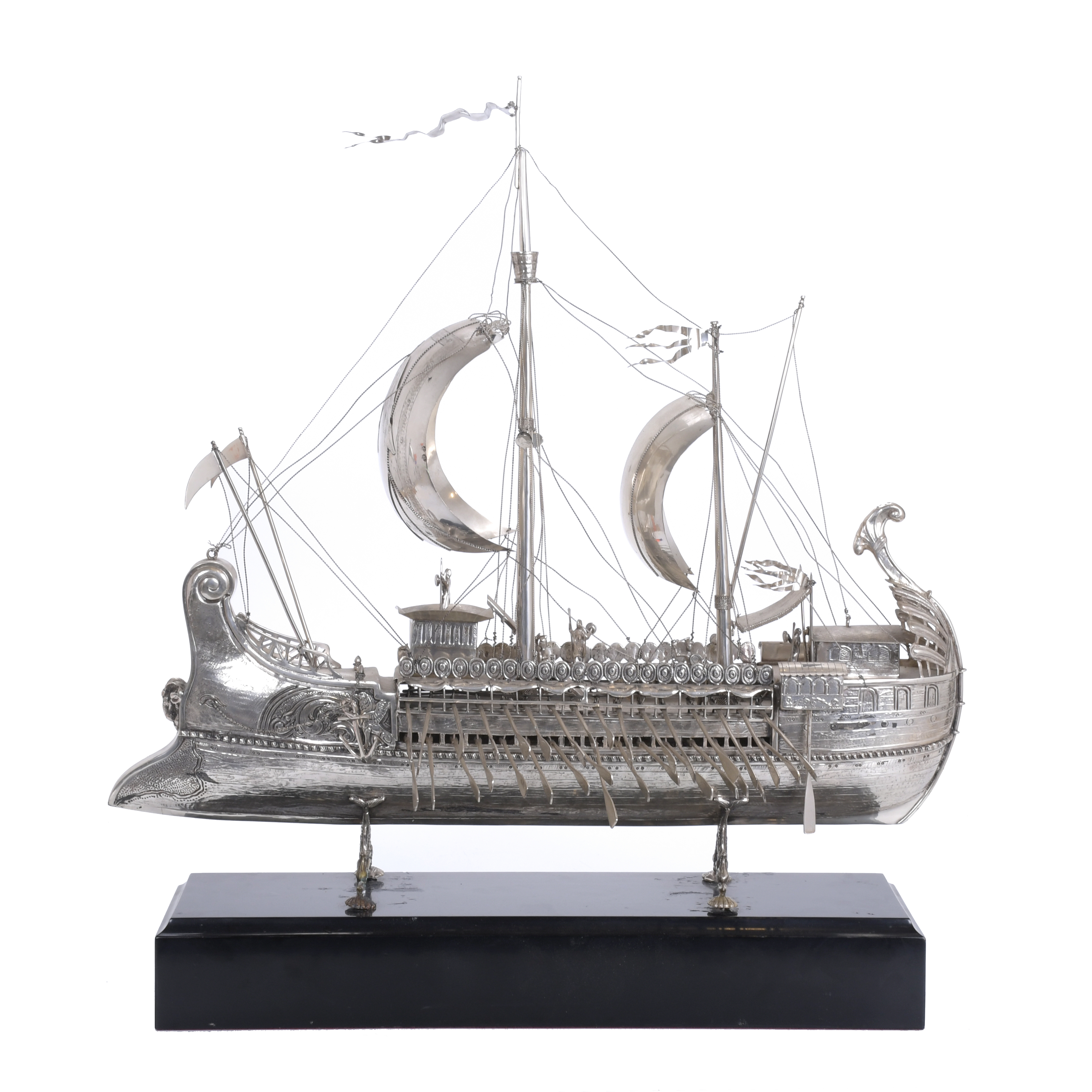 GREEK GALLEY FROM THE 5th CENTURY BC. IN SPANISH SILVER, 20