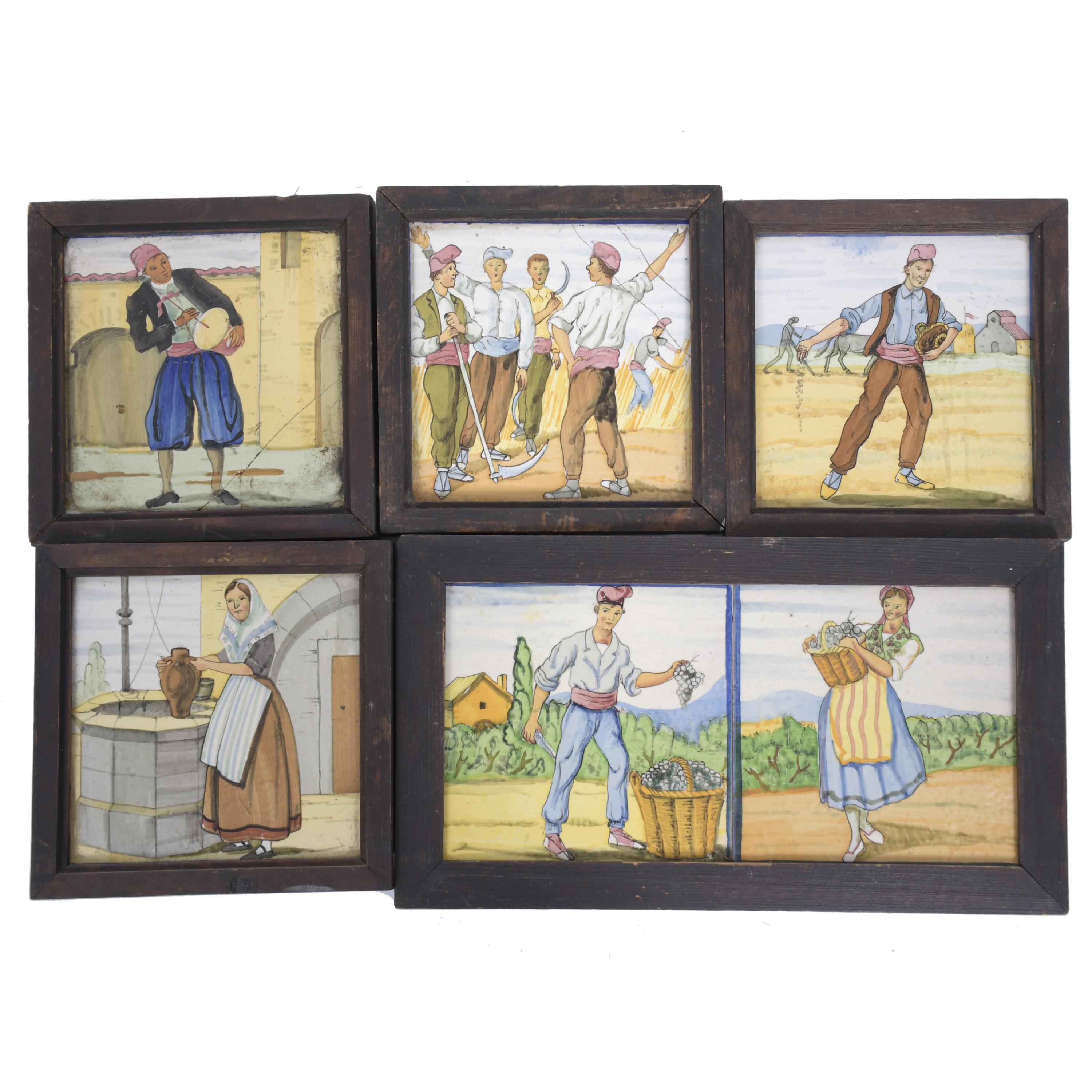 SIX CATALAN "DELS OFICIS" TILES, 20TH CENTURY.