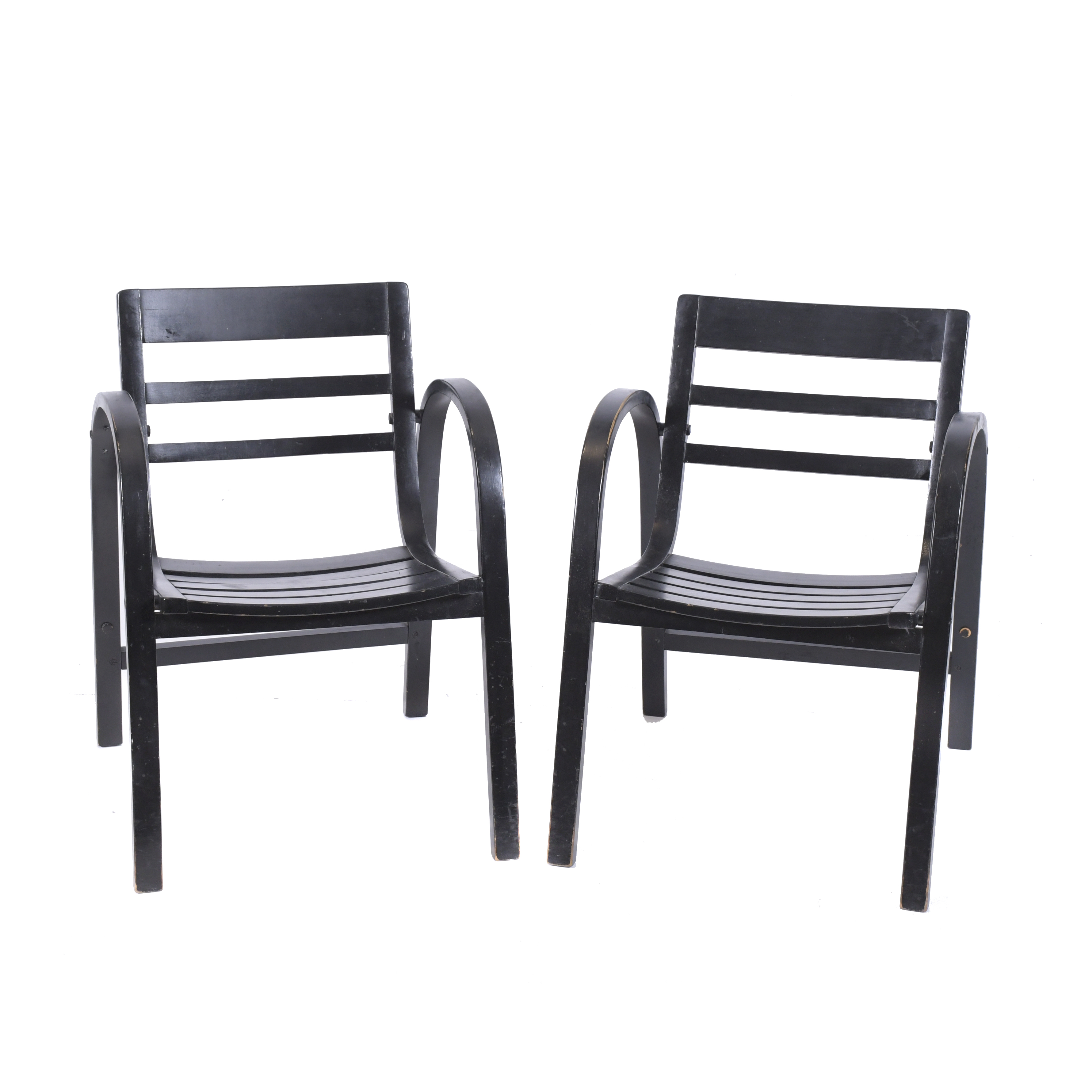PAIR OF CHAIRS WITH ARMRESTS, 1970&#39;S.