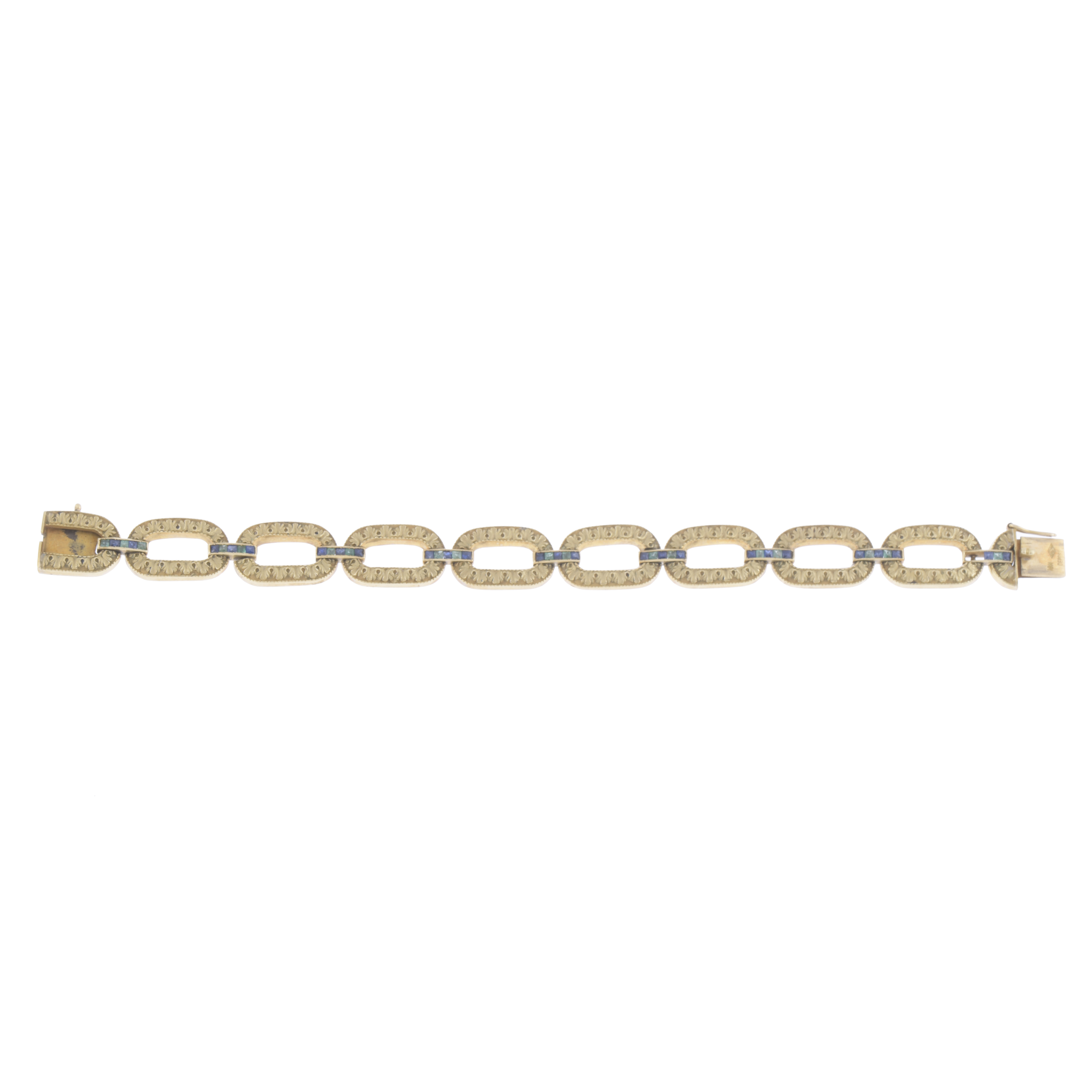 GEMSTONES LINKS BRACELET, EARLY 20TH CENTURY.