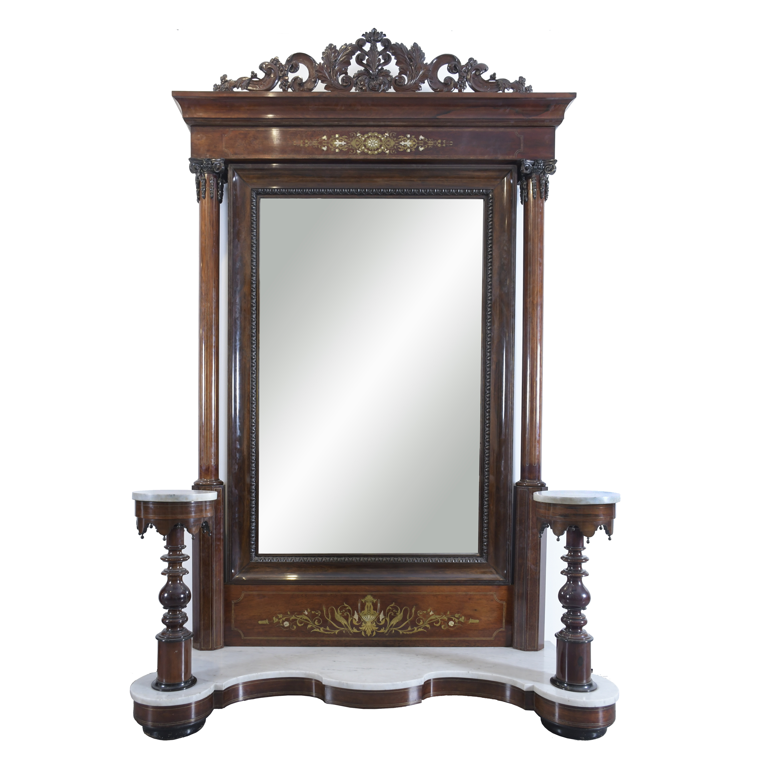 LARGE "PSYCHE" MIRROR, MARY CHRISTINE REGENCY, MID 19TH CEN