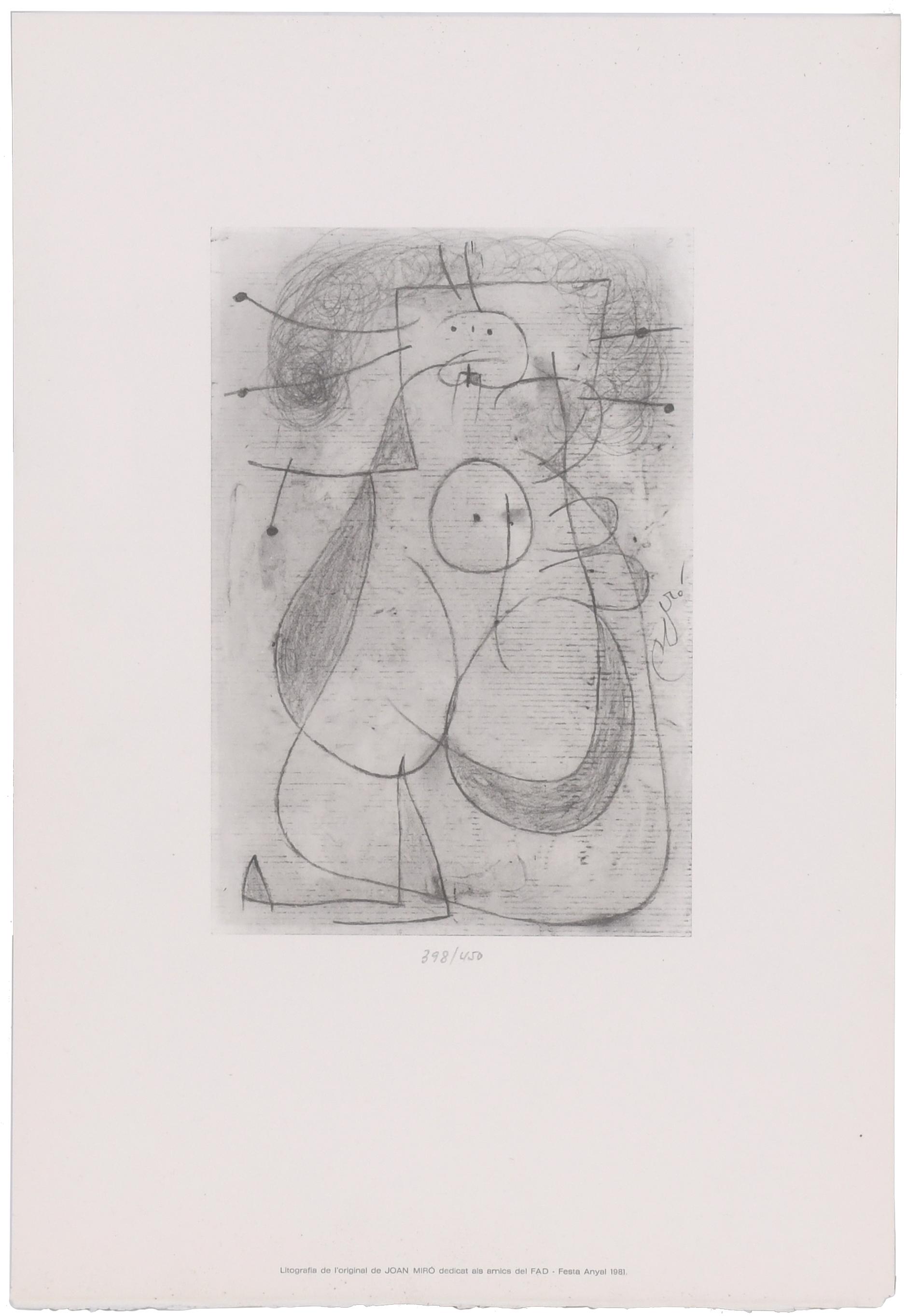 JOAN MIRÓ (1893-1983). Dedicated lithograph "ALS AMICS DEL