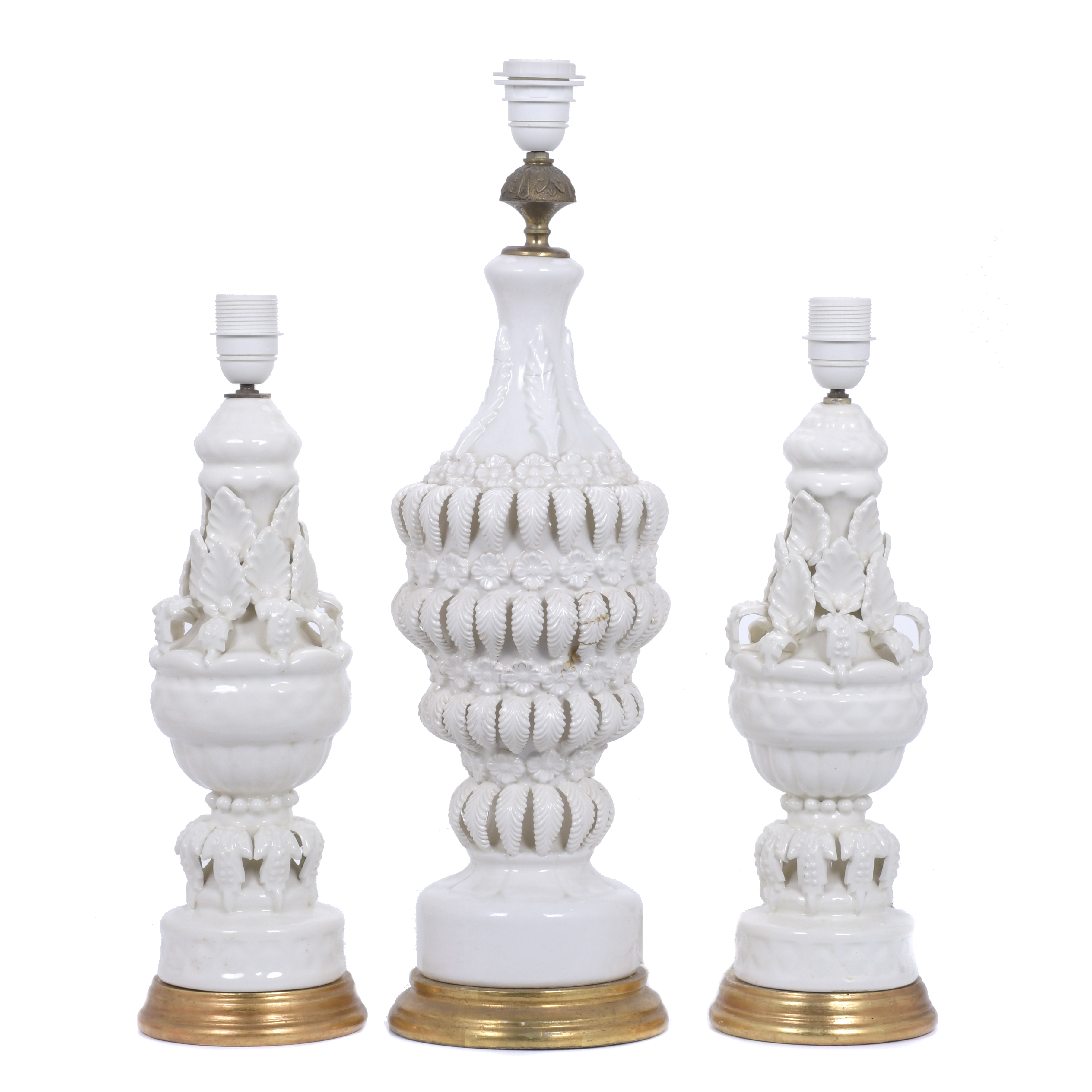 THREE PORCELAIN TABLE LAMPS, SECOND HALF OF THE 20TH CENTUR