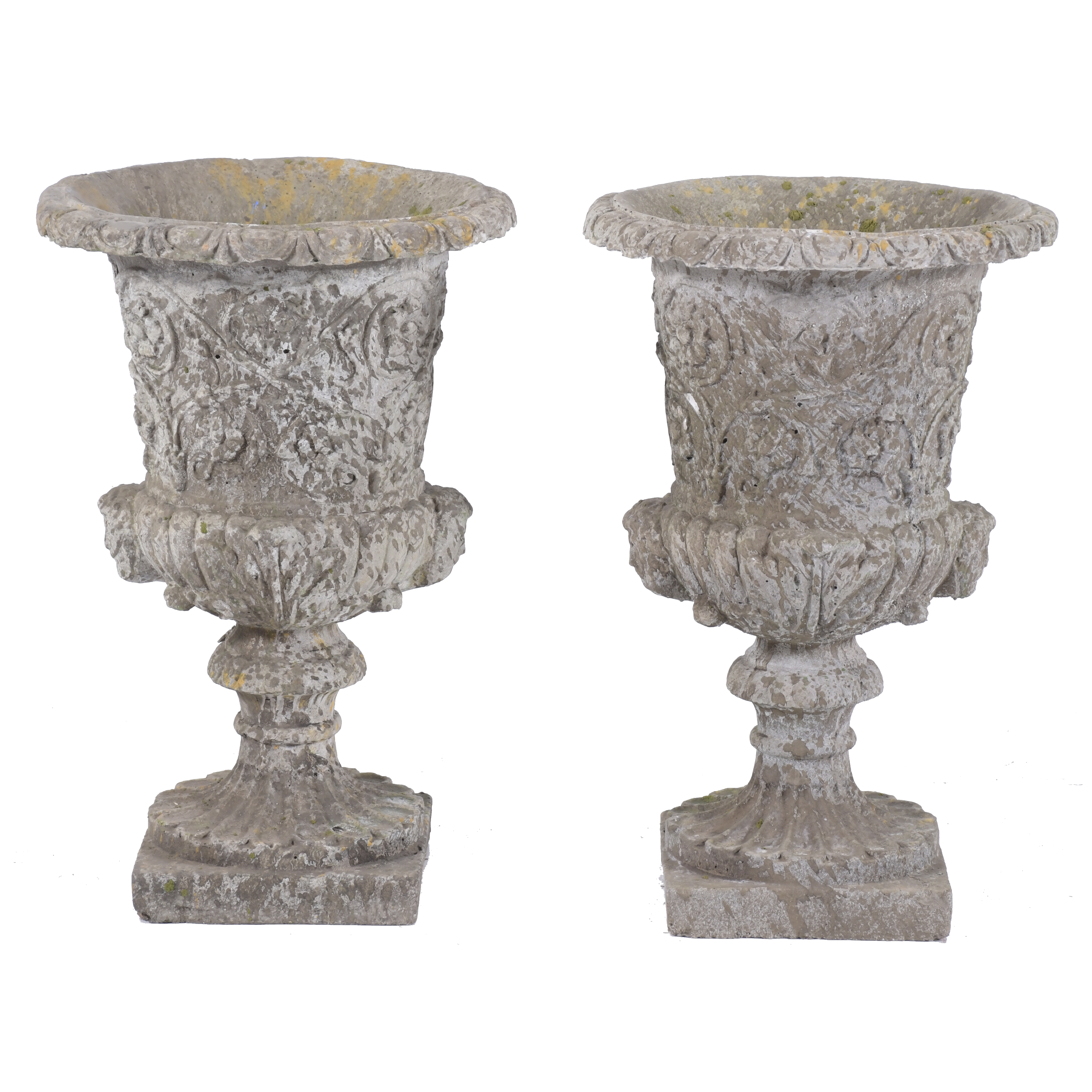 PAIR OF SANDSTONE MEDICI GOBLETS, 20TH CENTURY.