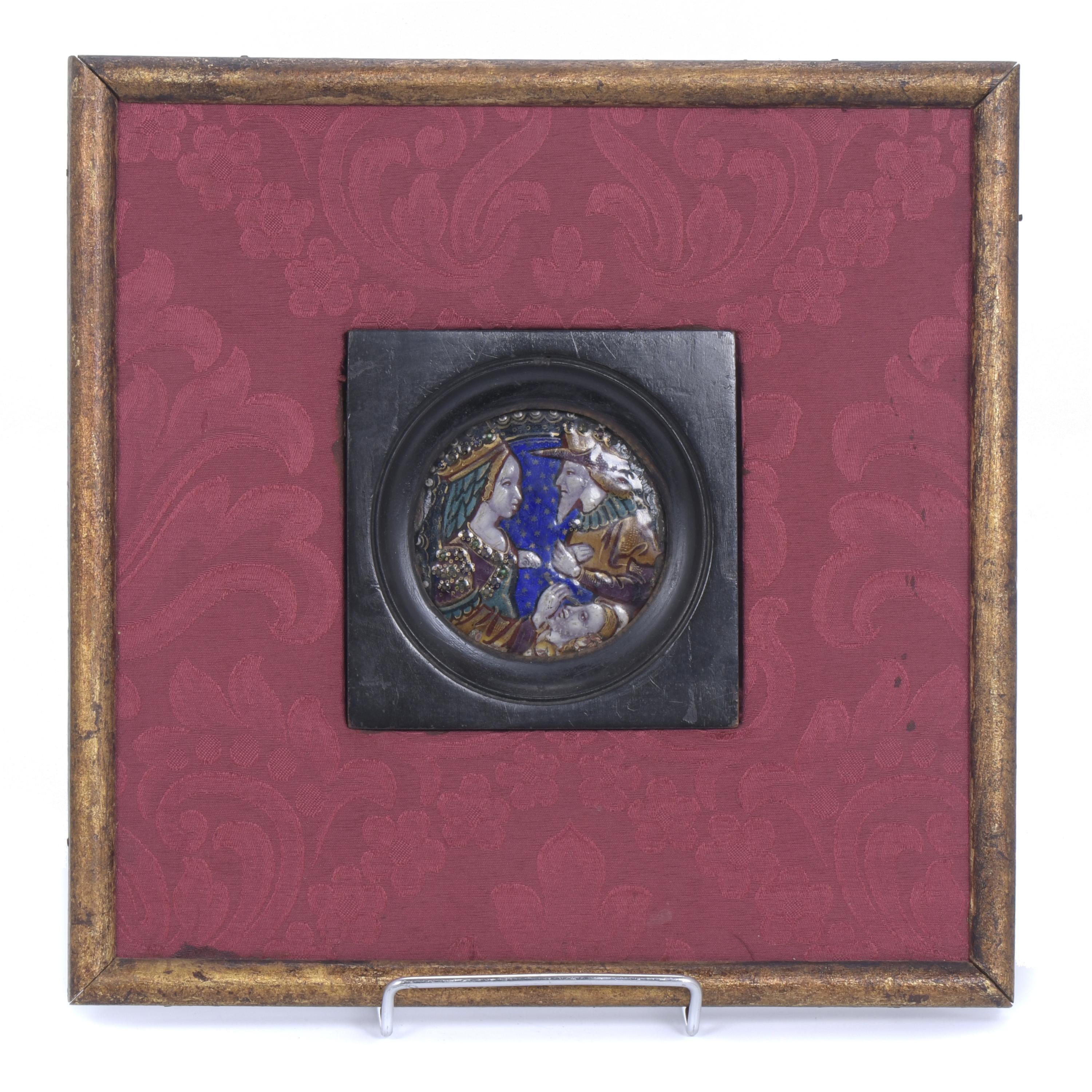 SMALL LIMOGES ENAMEL. AFTER 14TH CENTURY MODELS. 19TH CENTU
