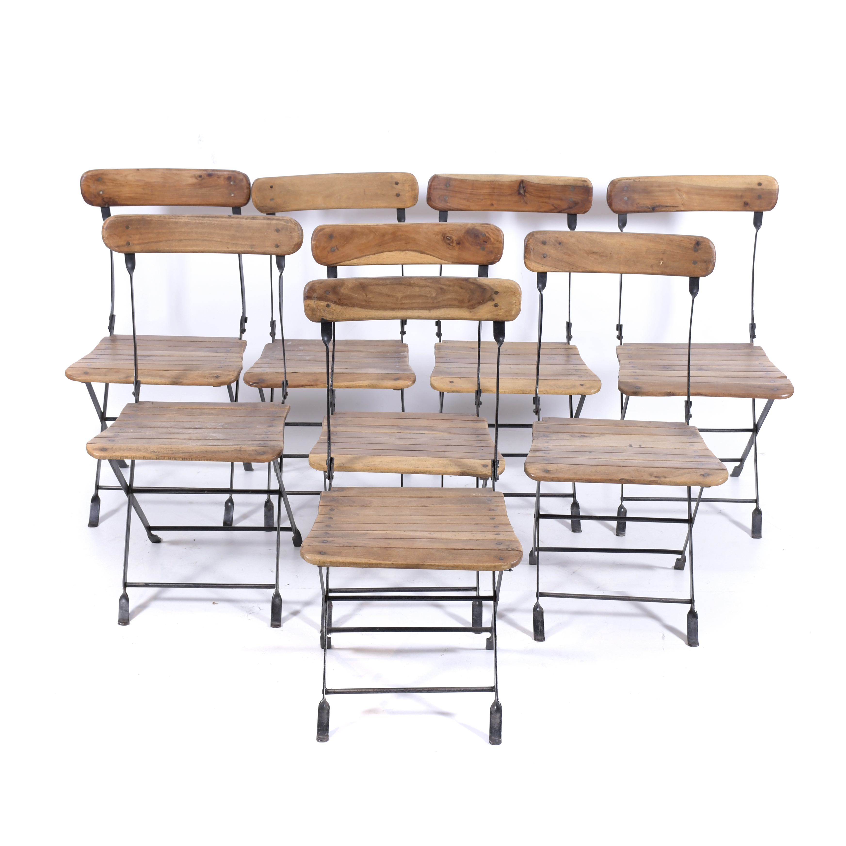 EIGHT GARDEN CHAIRS, FIRST HALF OF THE 20TH CENTURY.