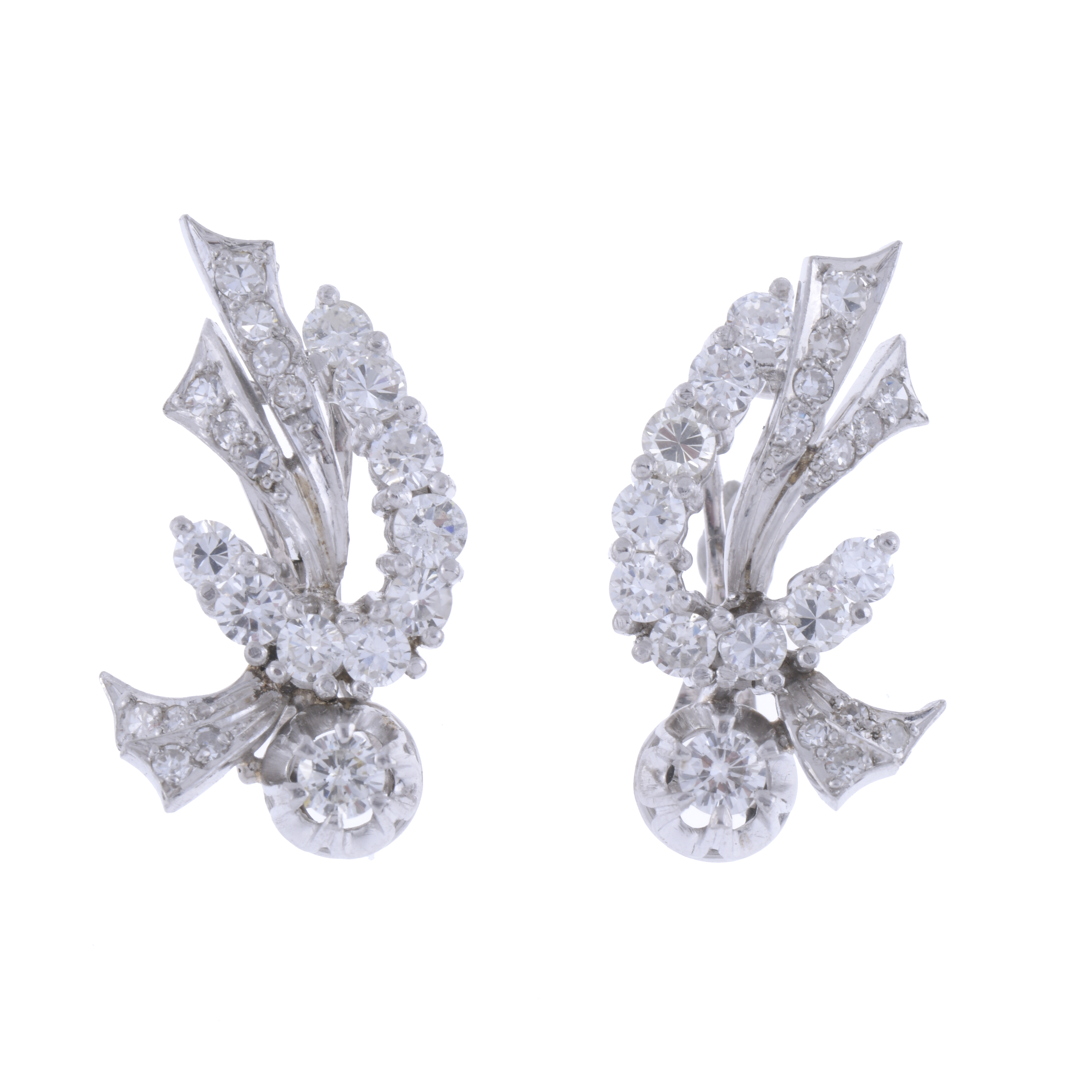 DIAMONDS EARRINGS, 1950&#39;S.