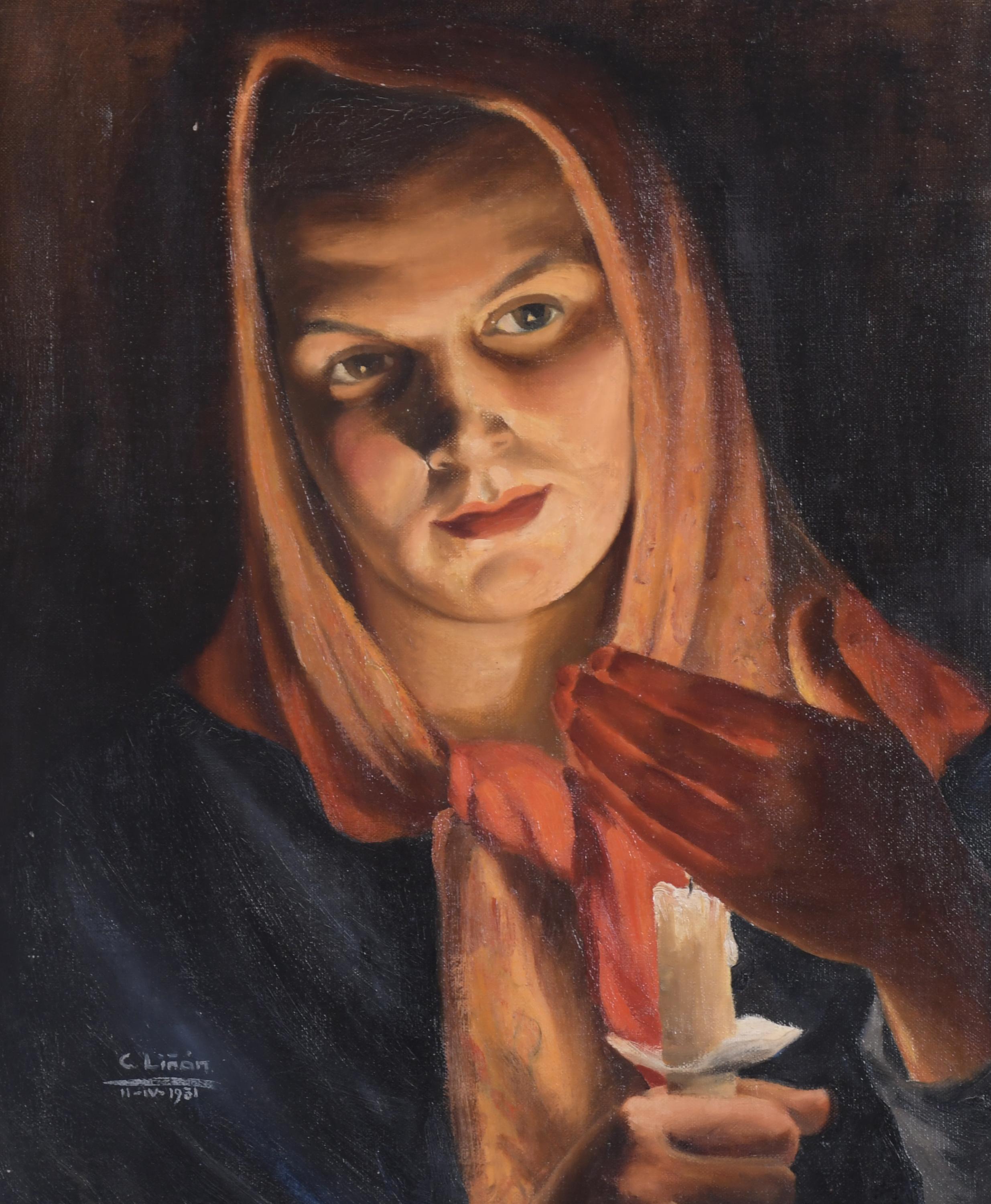 20TH CENTURY SPANISH SCHOOL. "GIRL WITH A CANDLE", 1951.