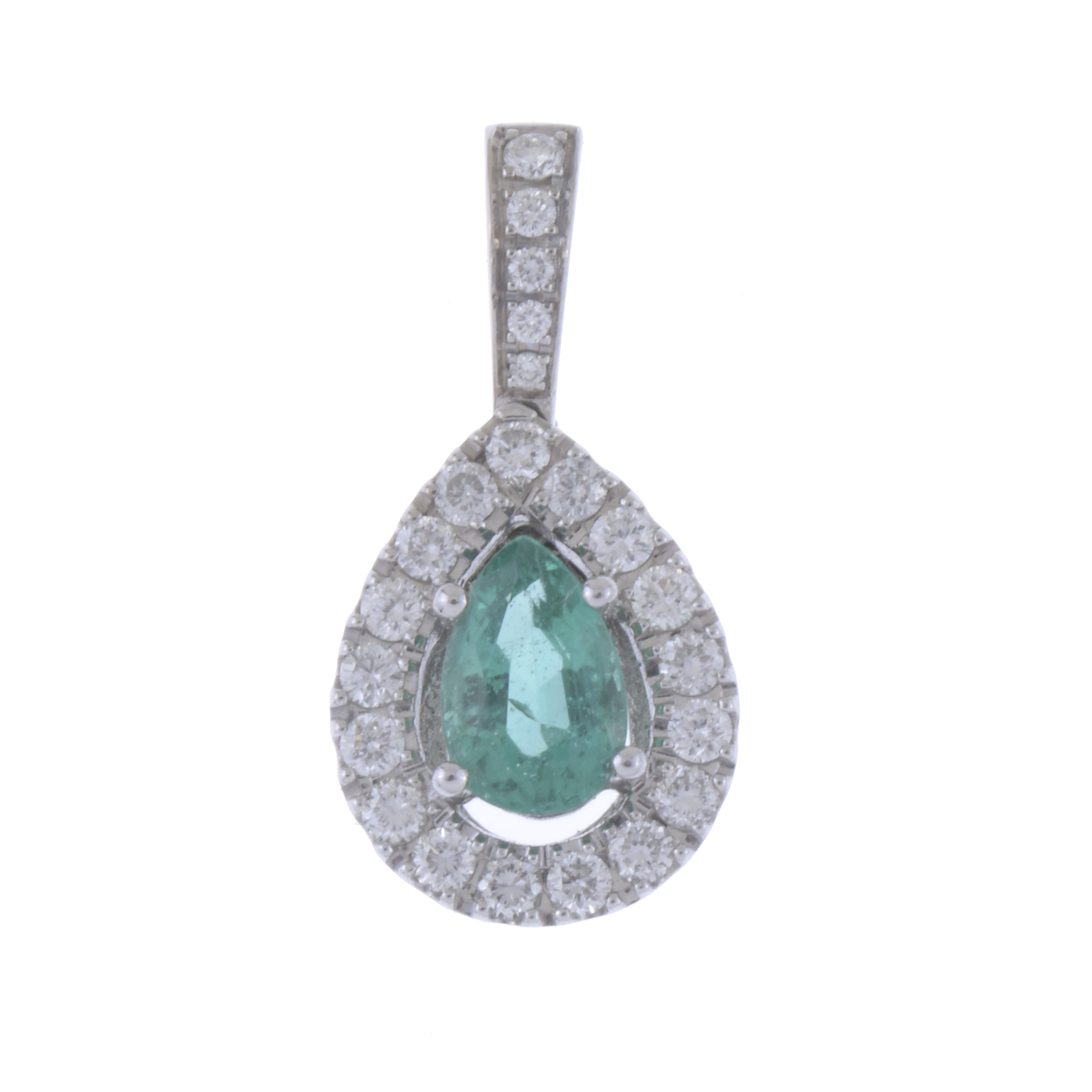 PENDANT WITH EMERALD AND DIAMONDS.