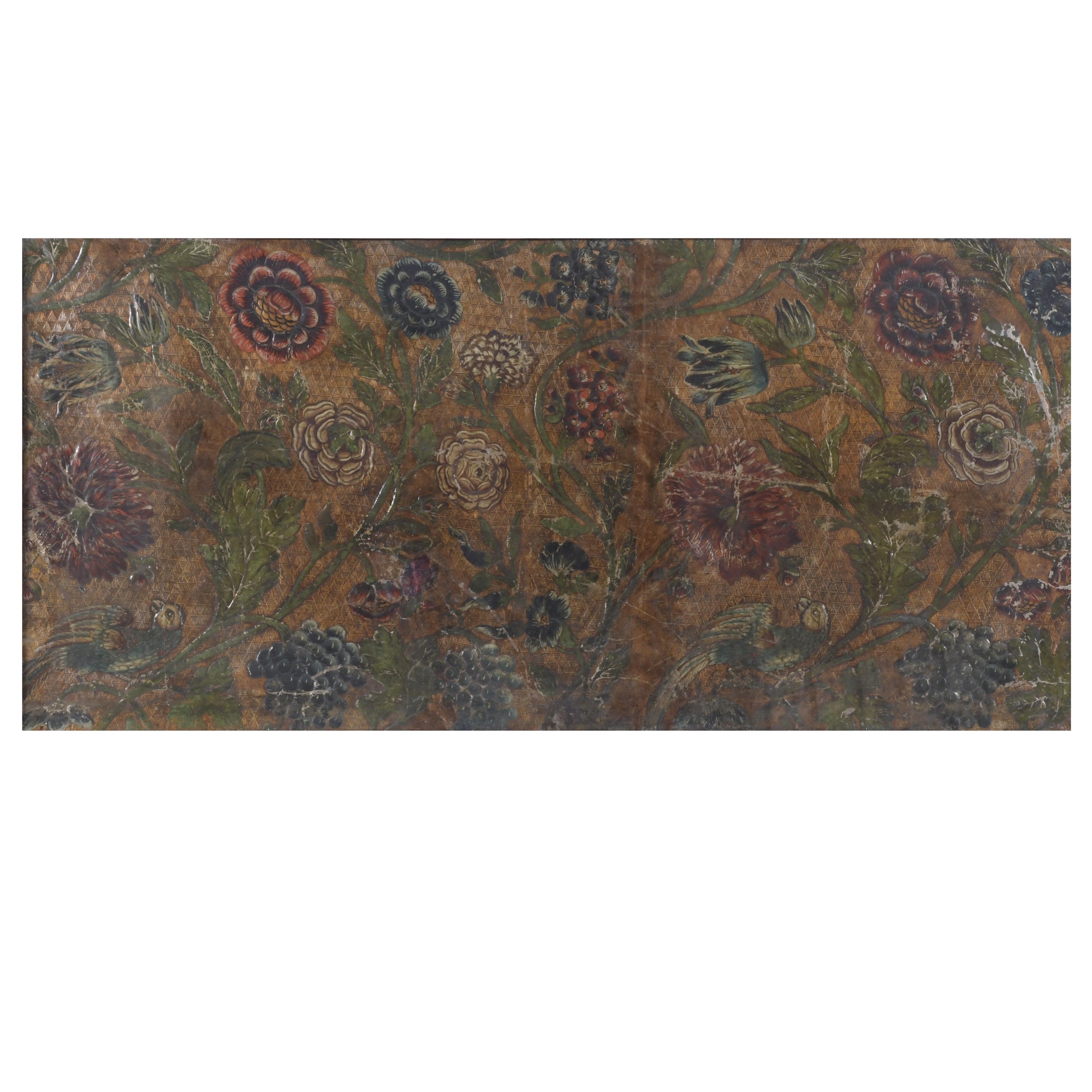 FRAGMENT OF PHILIP V EMBOSSED LEATHER, EARLY 18TH CENTURY. 