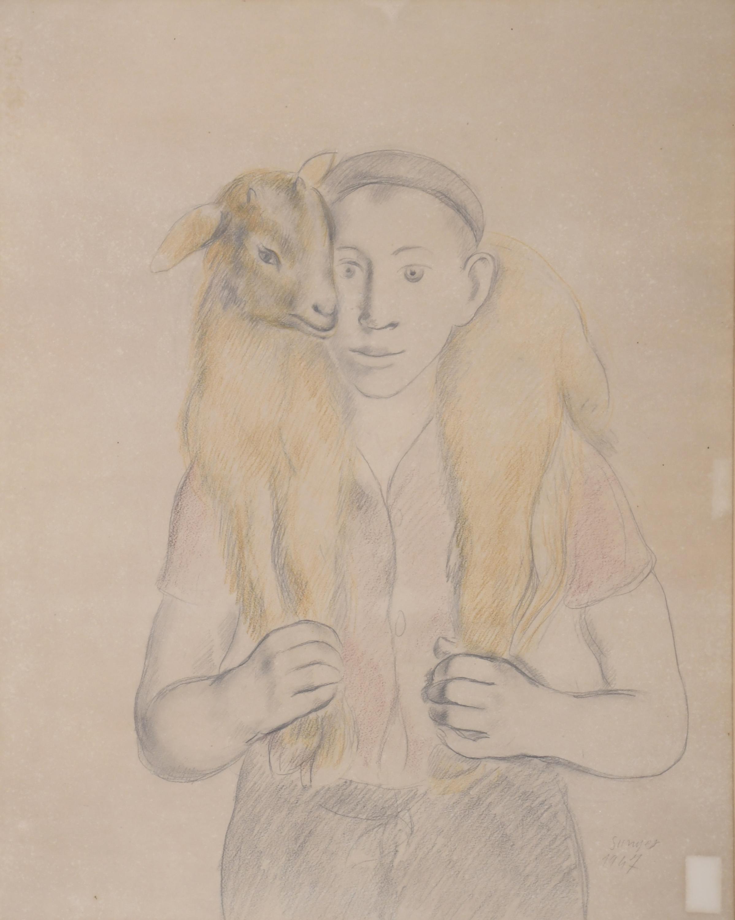 JOAQUIM SUNYER MIRÓ (1874-1956). "SHEPHERD AND LAMB", 1947.