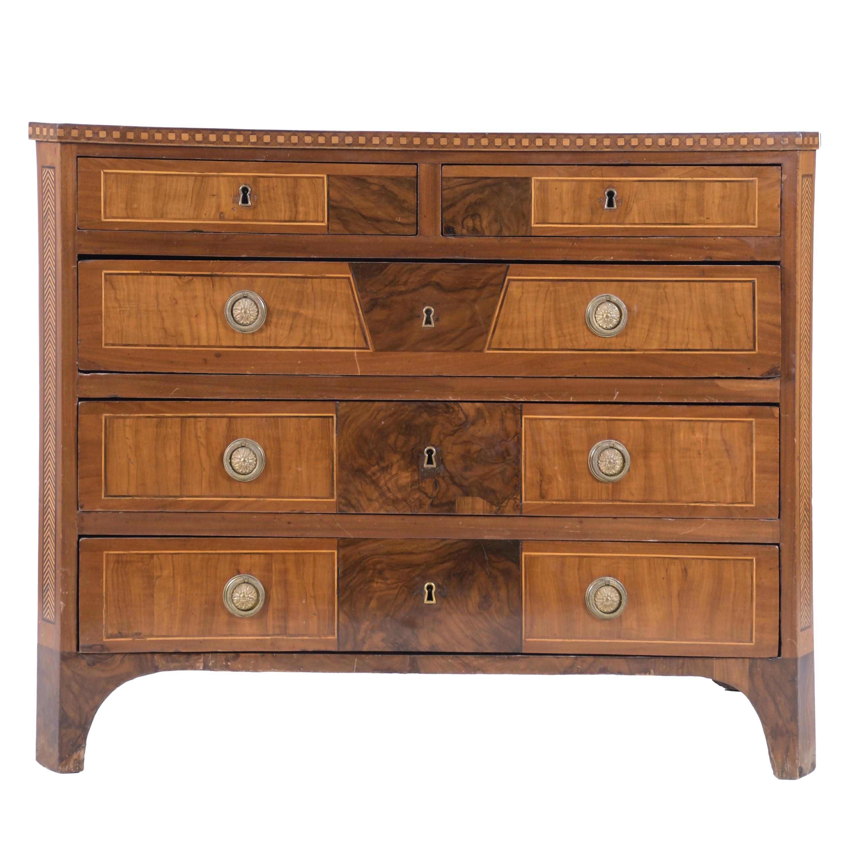 MALLORCAN CHARLES IV CHEST OF DRAWERS WITH MARQUETRY, CIRCA
