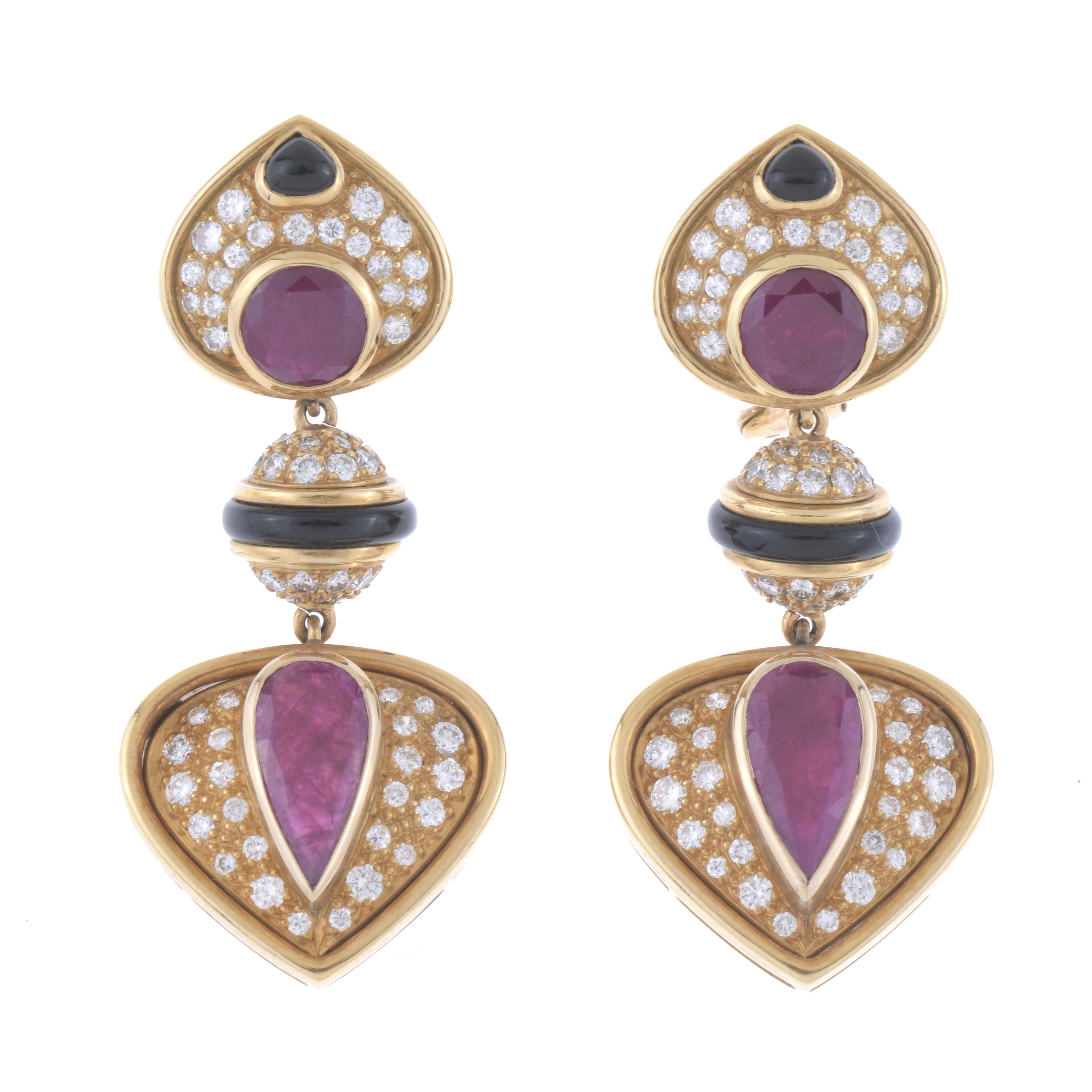 VASARI-LIKE EARRINGS WITH DIAMONDS AND GEMSTONES.