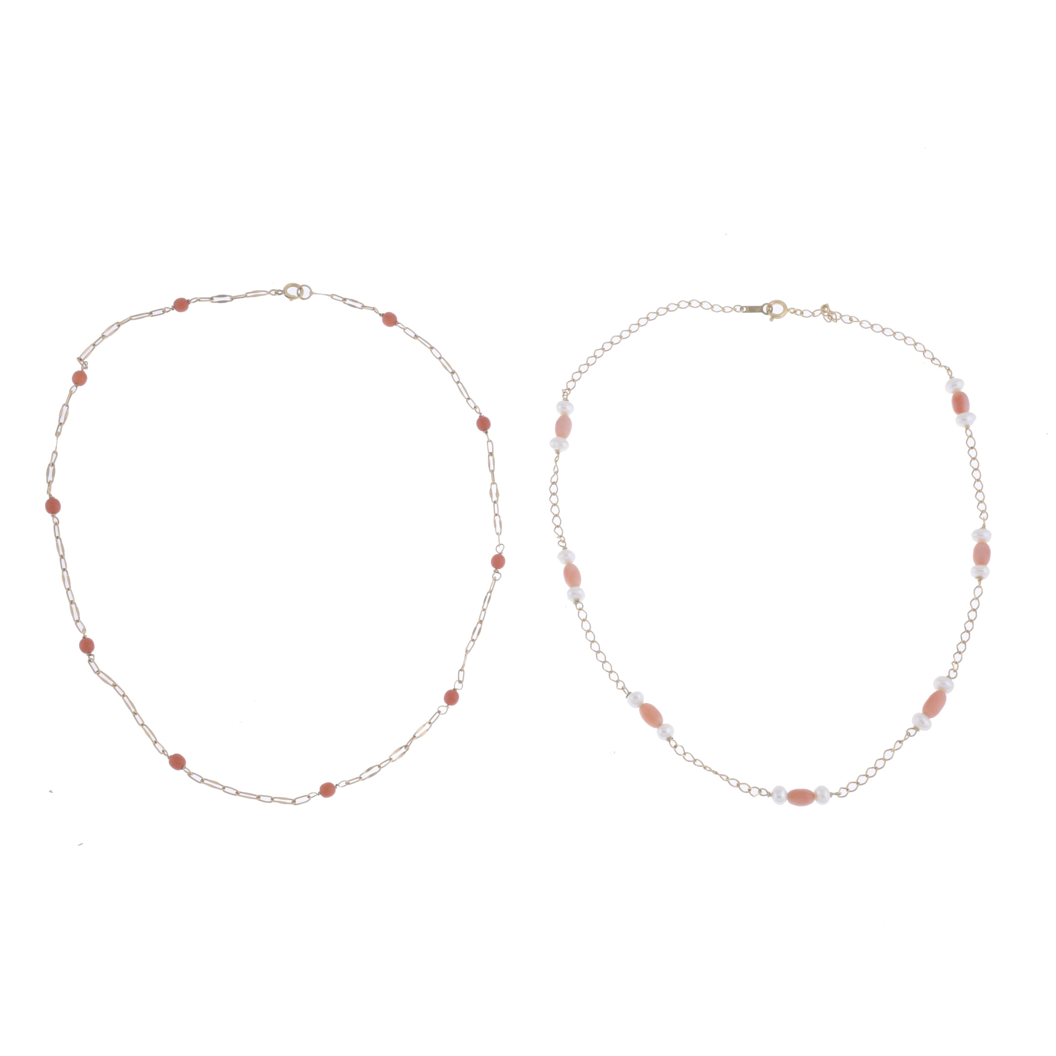TWO NECKLACES WITH CORAL BEADS