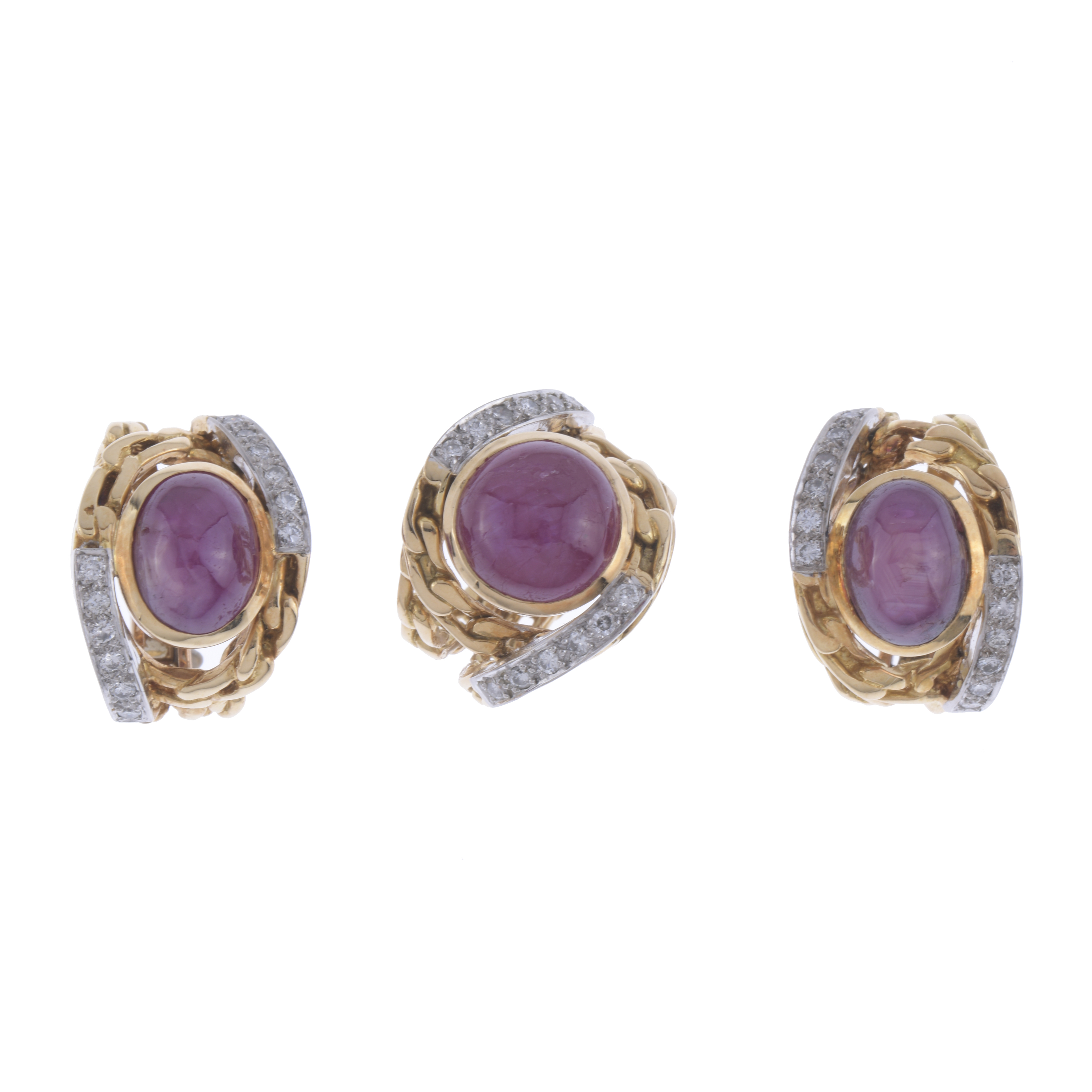 EARRINGS AND RING SET.