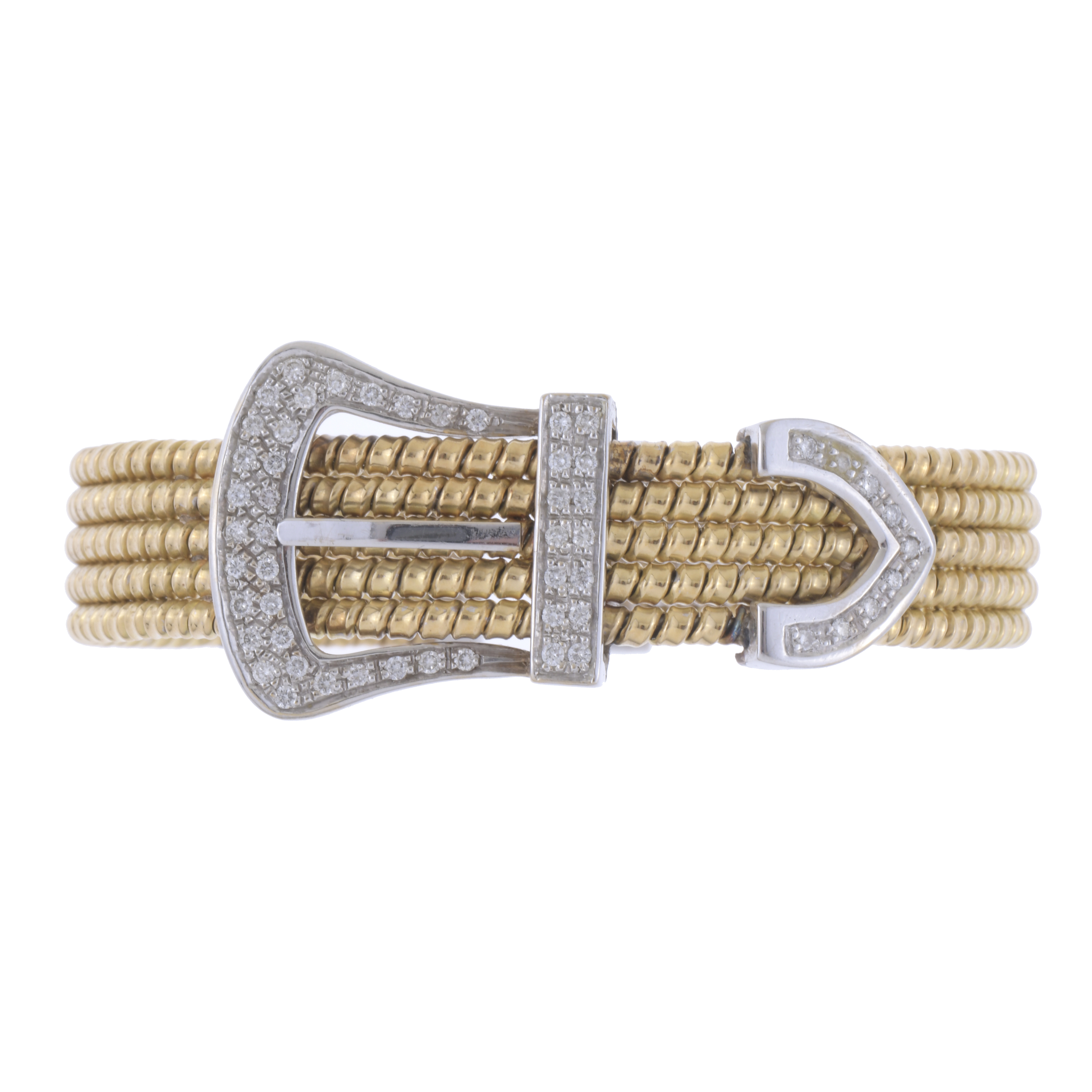 PULSERA ESCLAVA CON DIAMANTES FORMANDO CINTURÓN.