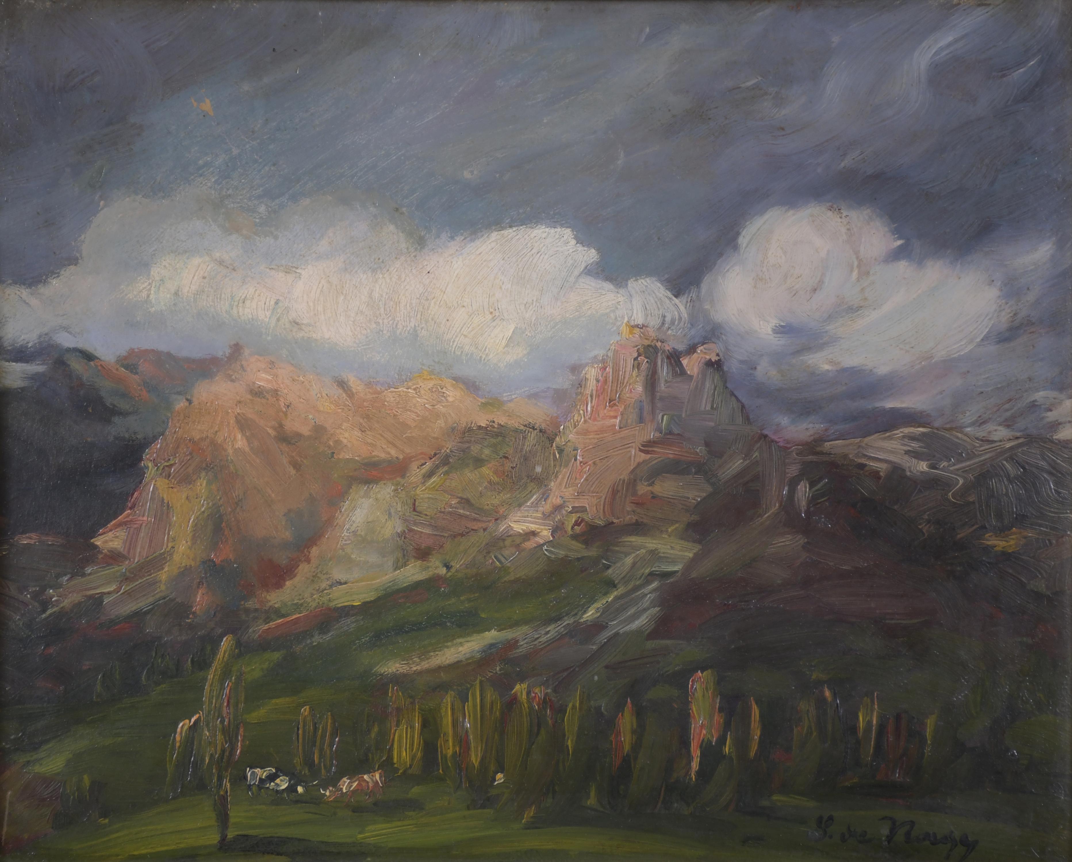 SEGISMUNDO DE NAGY (1872-1932).  "PAISAJE CON MONTAÑAS".