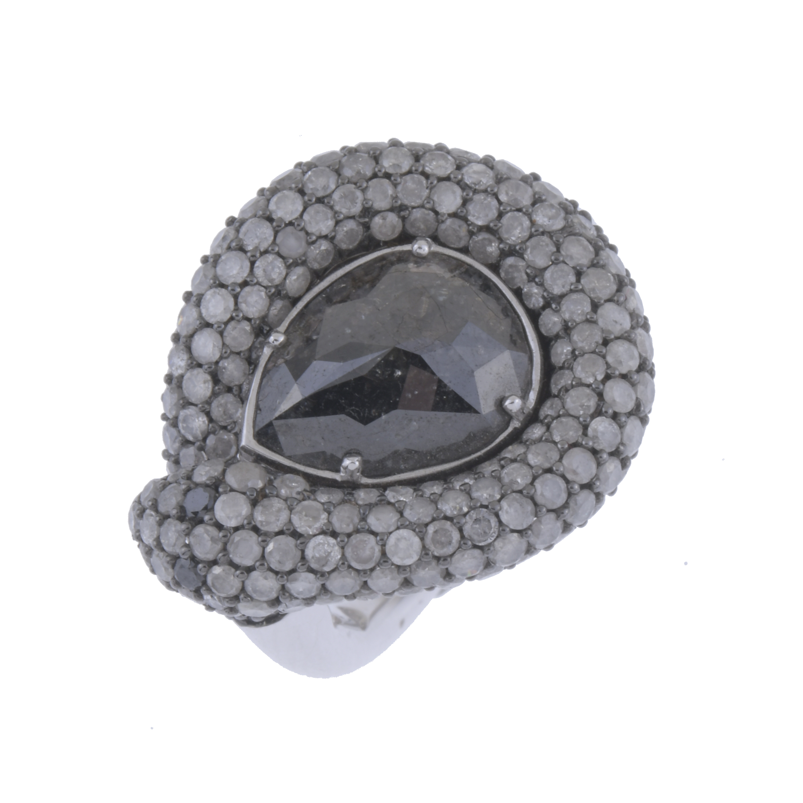 SNAKE RING WITH BLACK DIAMOND.