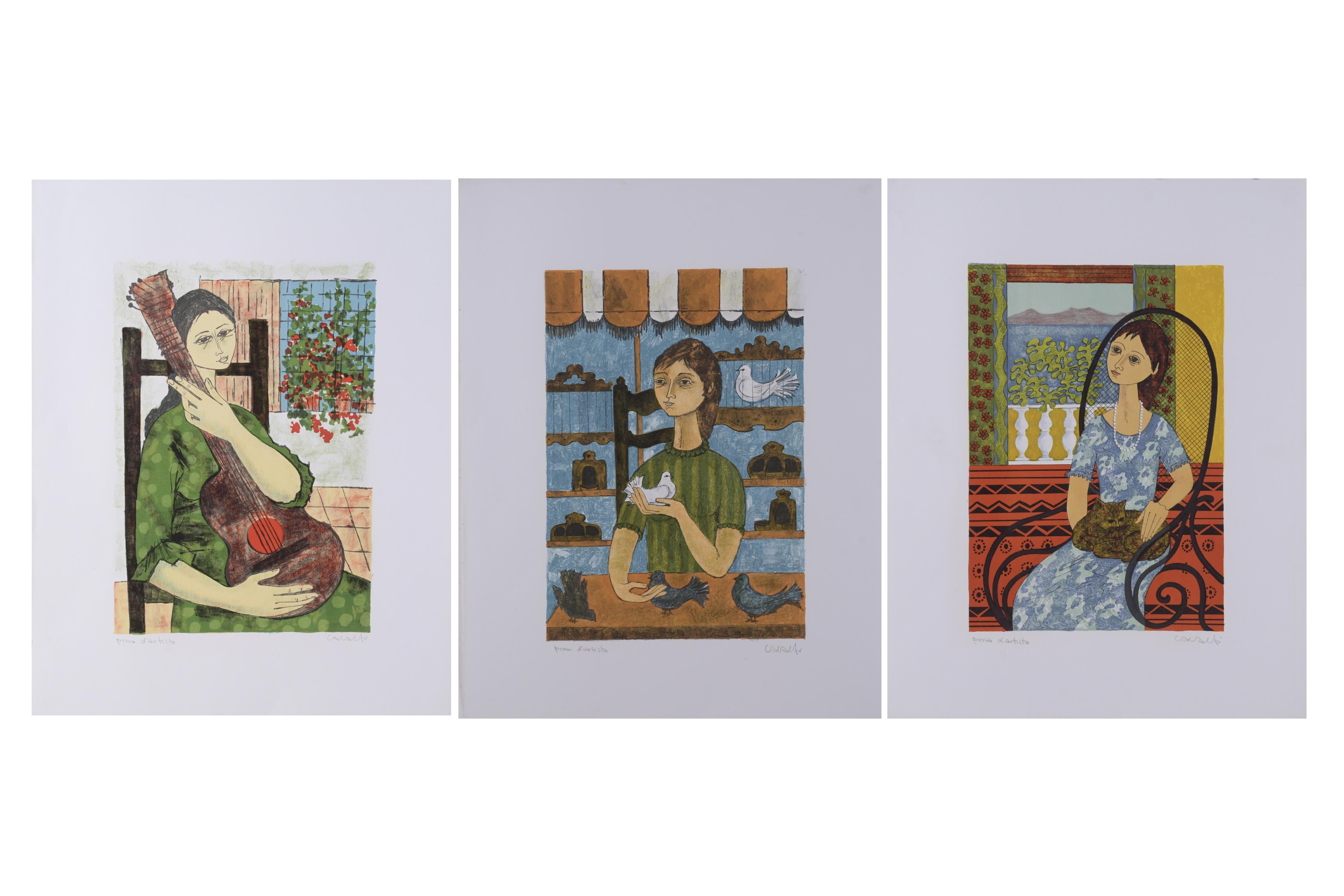 VICENÇ CARALTO (1936-1995).  Set of 3 lithographs.