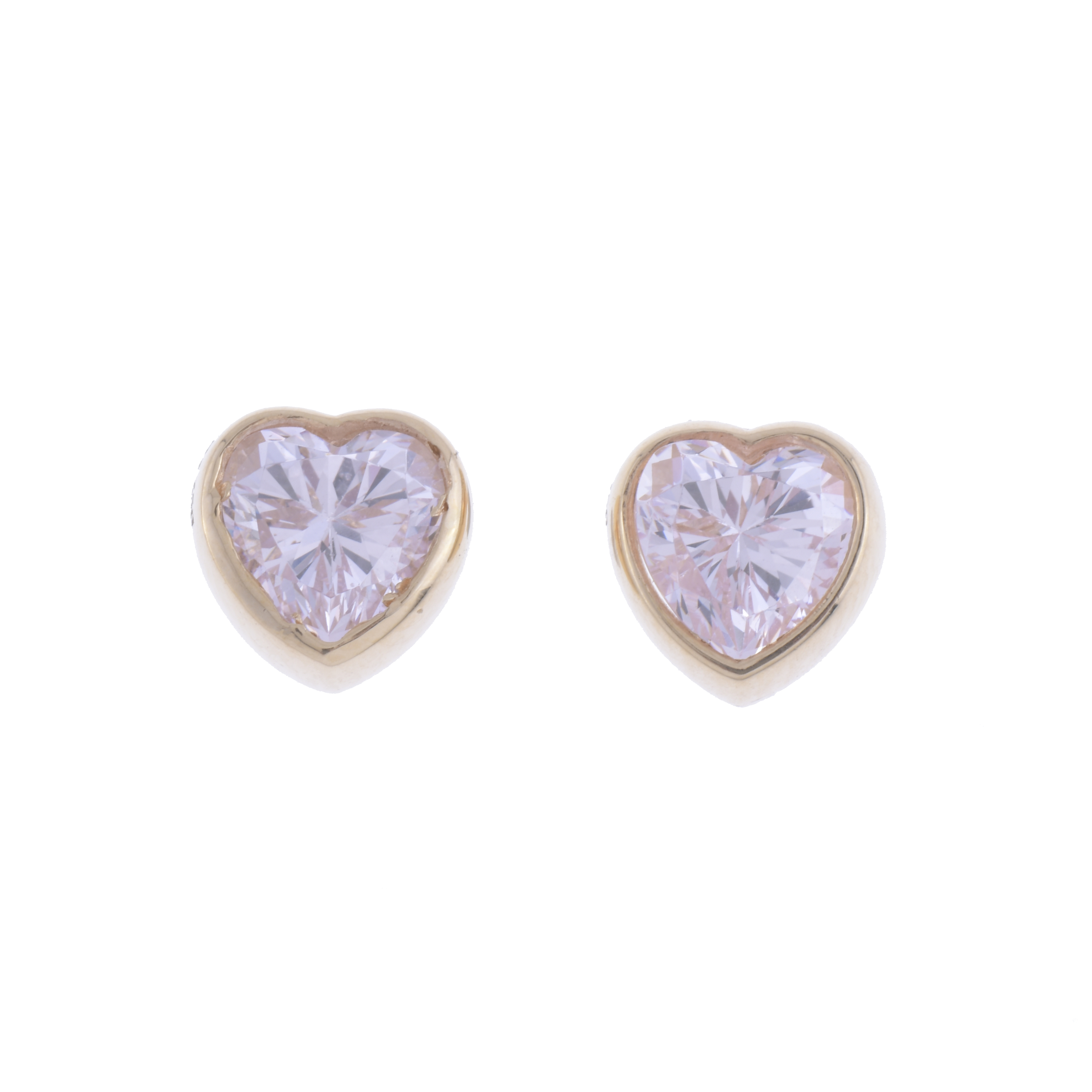 HEART-SHAPED EARRINGS WITH ROSE ZIRCON