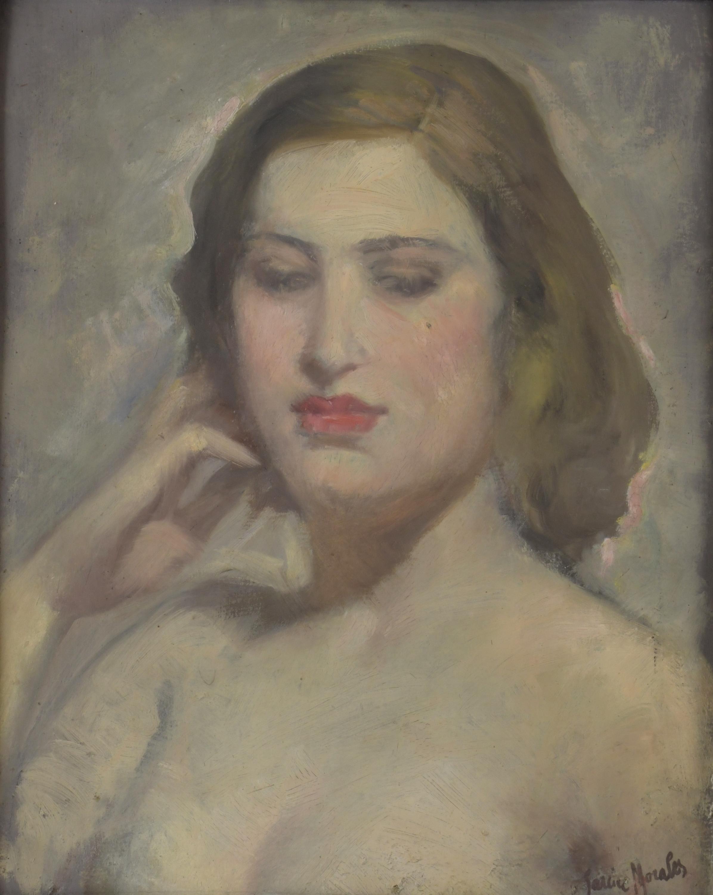 ANTONIO GARCÍA MORALES (1910-?).  "RETRATO MUJER".