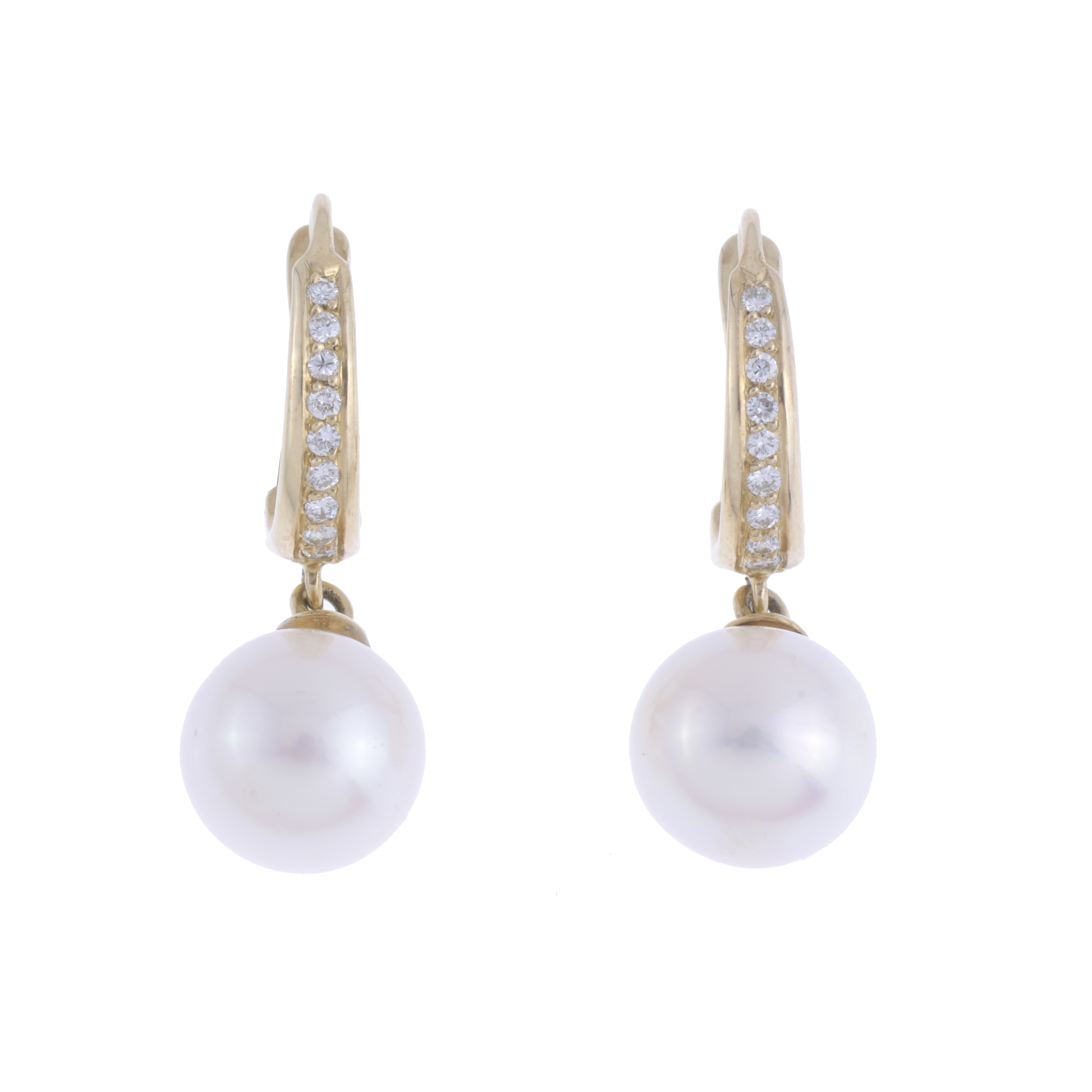 HALF CREOLE EARRINGS WITH DIAMONDS AND PEARLS