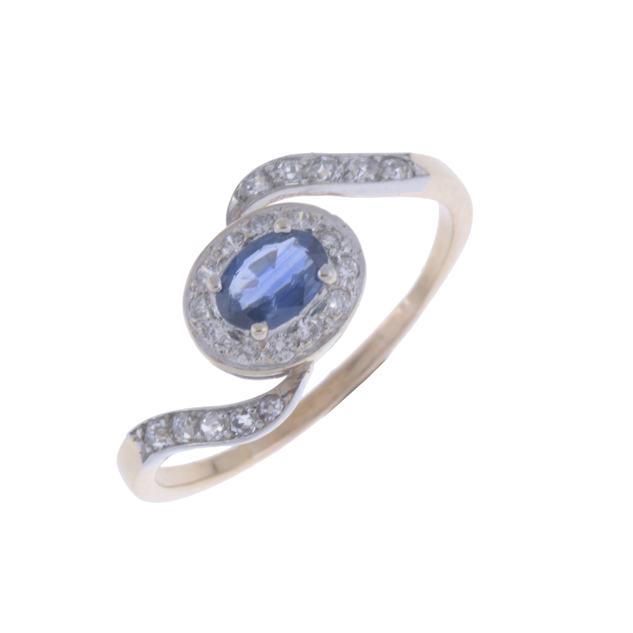 SAPPHIRE AND DIAMONDS ROSETTE RING