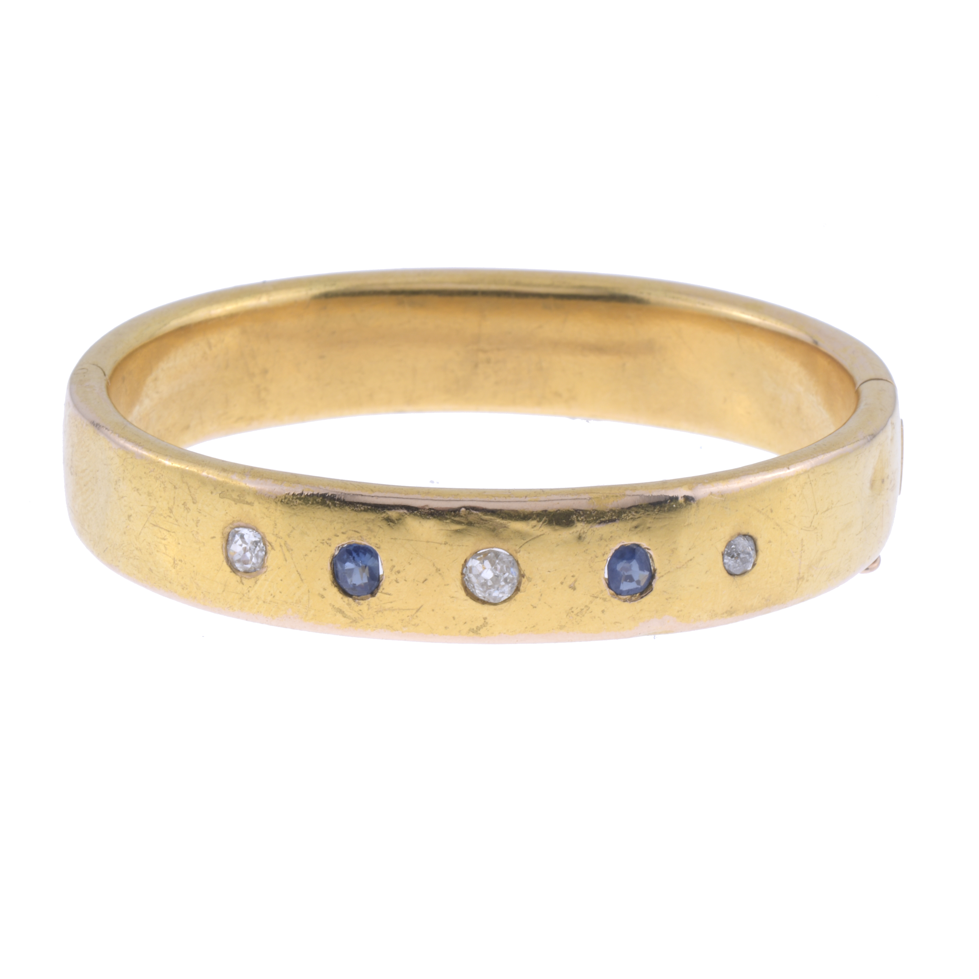HALF SHANK BRACELET IN GOLD, DIAMONDS AND SAPPHIRES