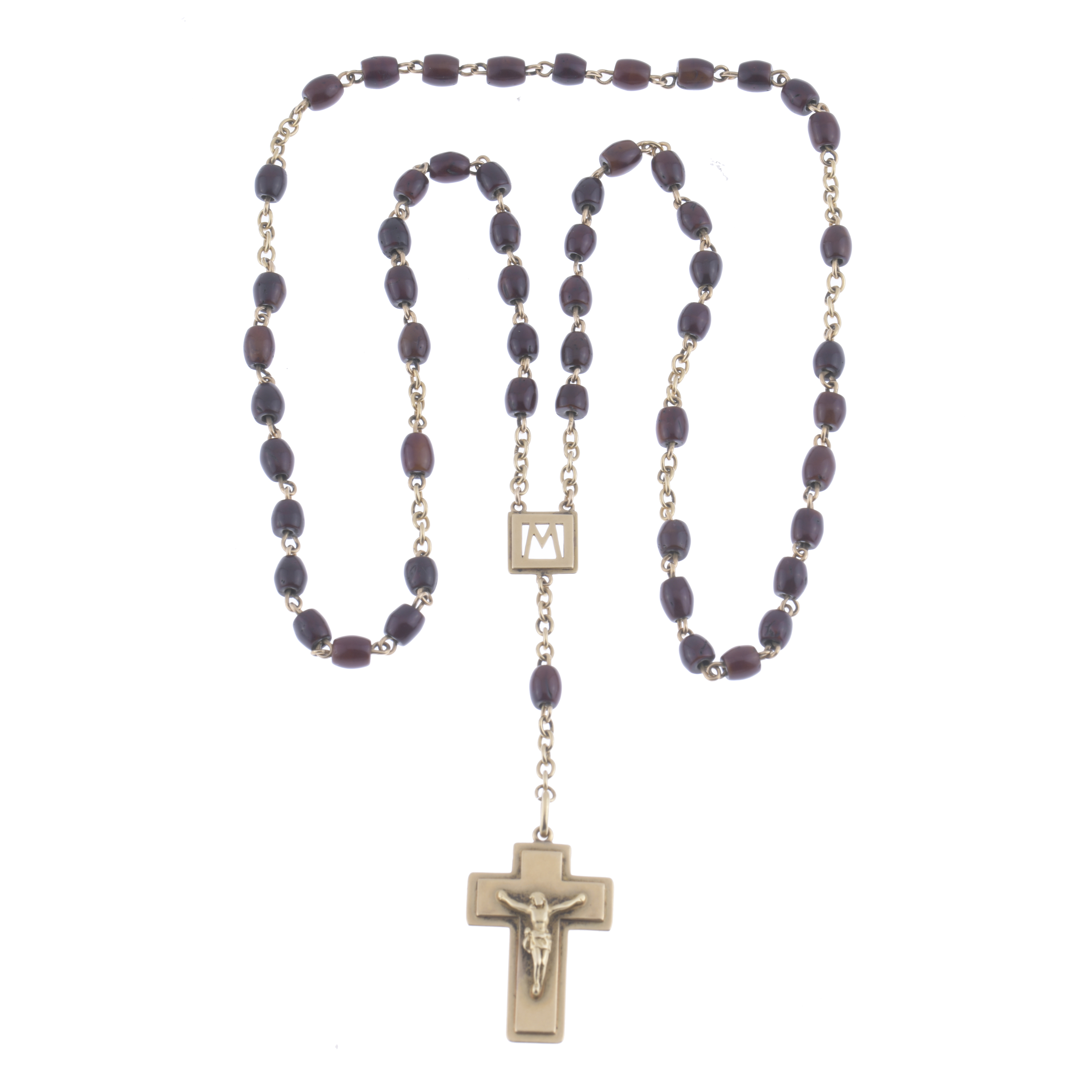 ROSARY WITH CRUCIFIX IN GOLD AND AGATE