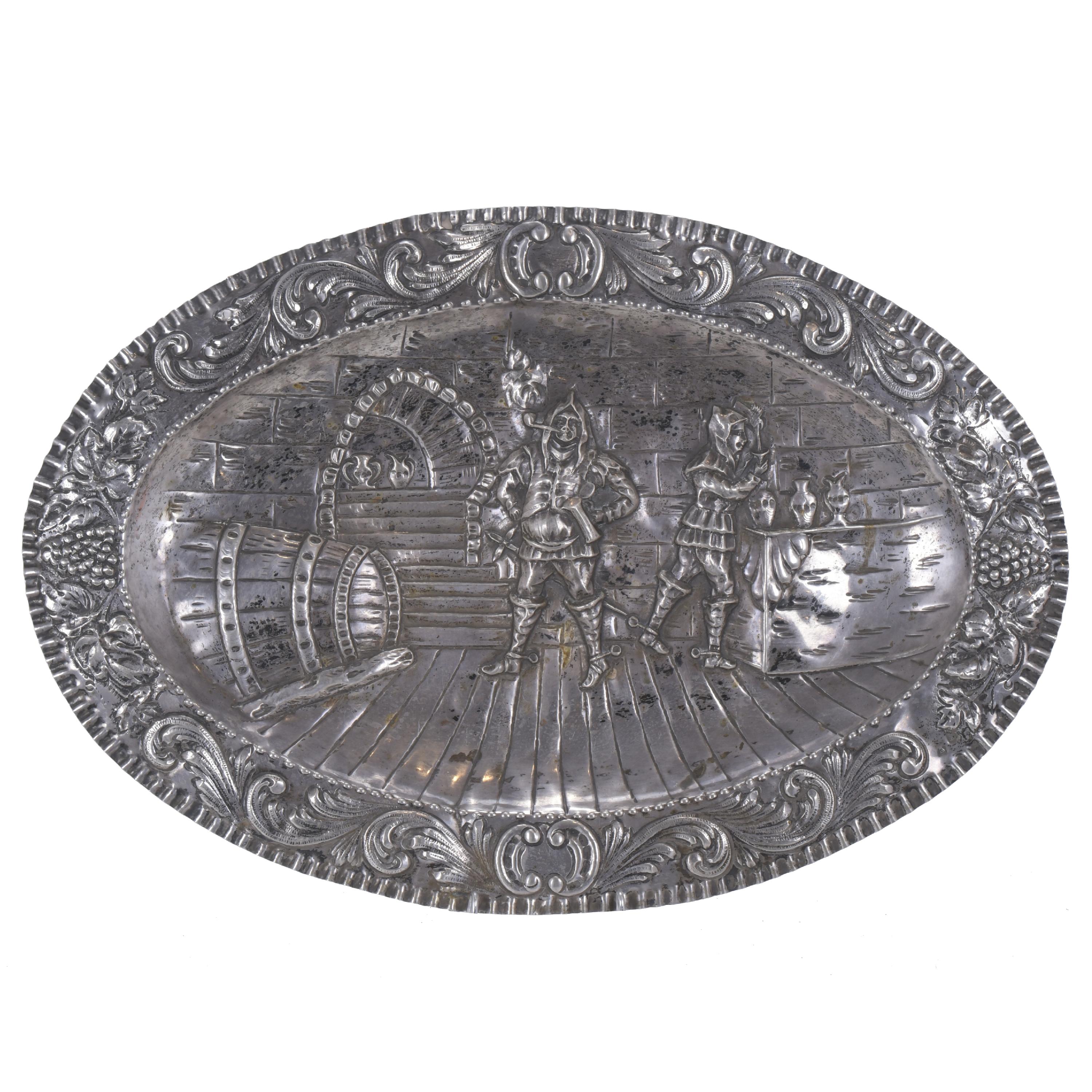 EMBOSSED SILVER TRAY.