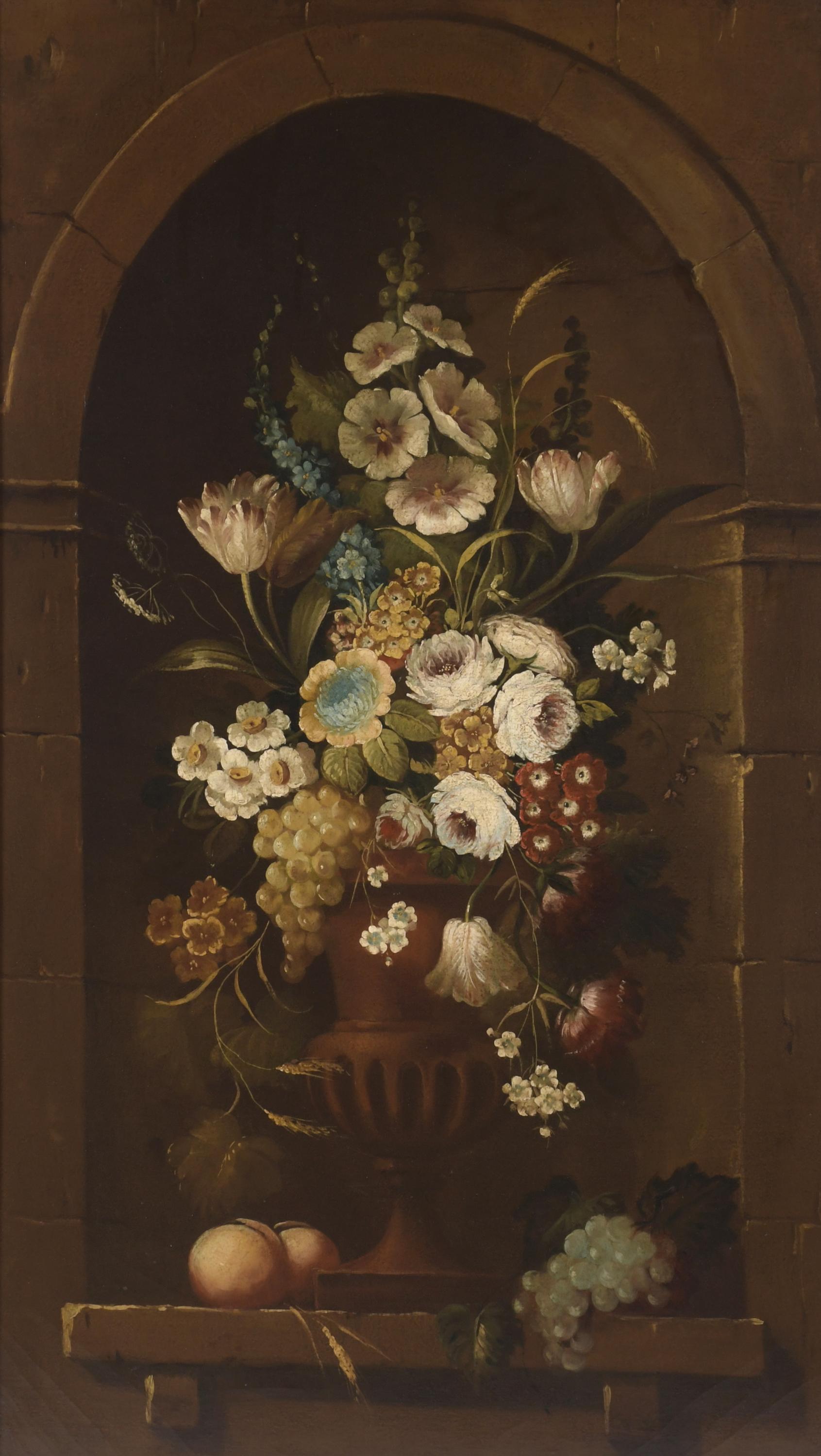20TH CENTURY SPANISH SCHOOL. "STILL LIFE OF FLOWERS IN A NI