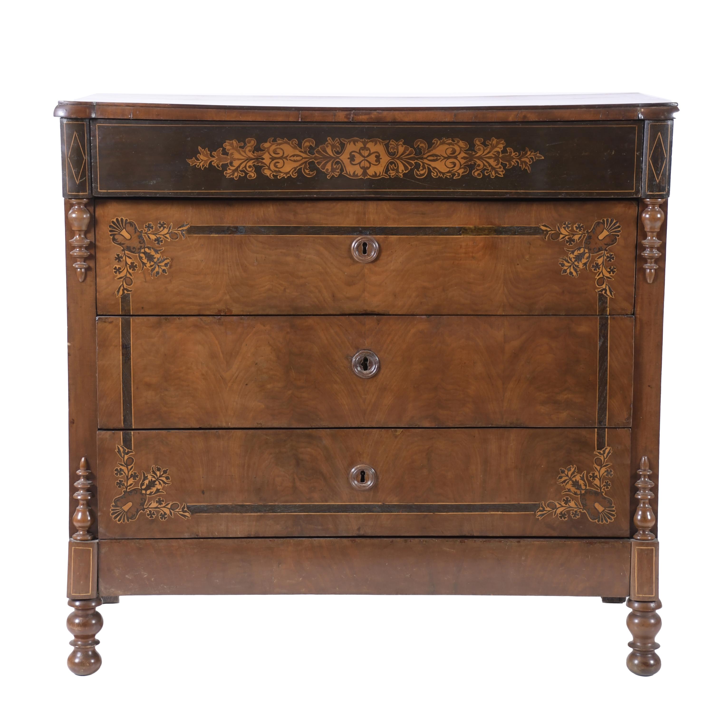 MARY CHRISTINE&#39;S REGENCY CHEST OF DRAWERS, 19TH CENTURY.