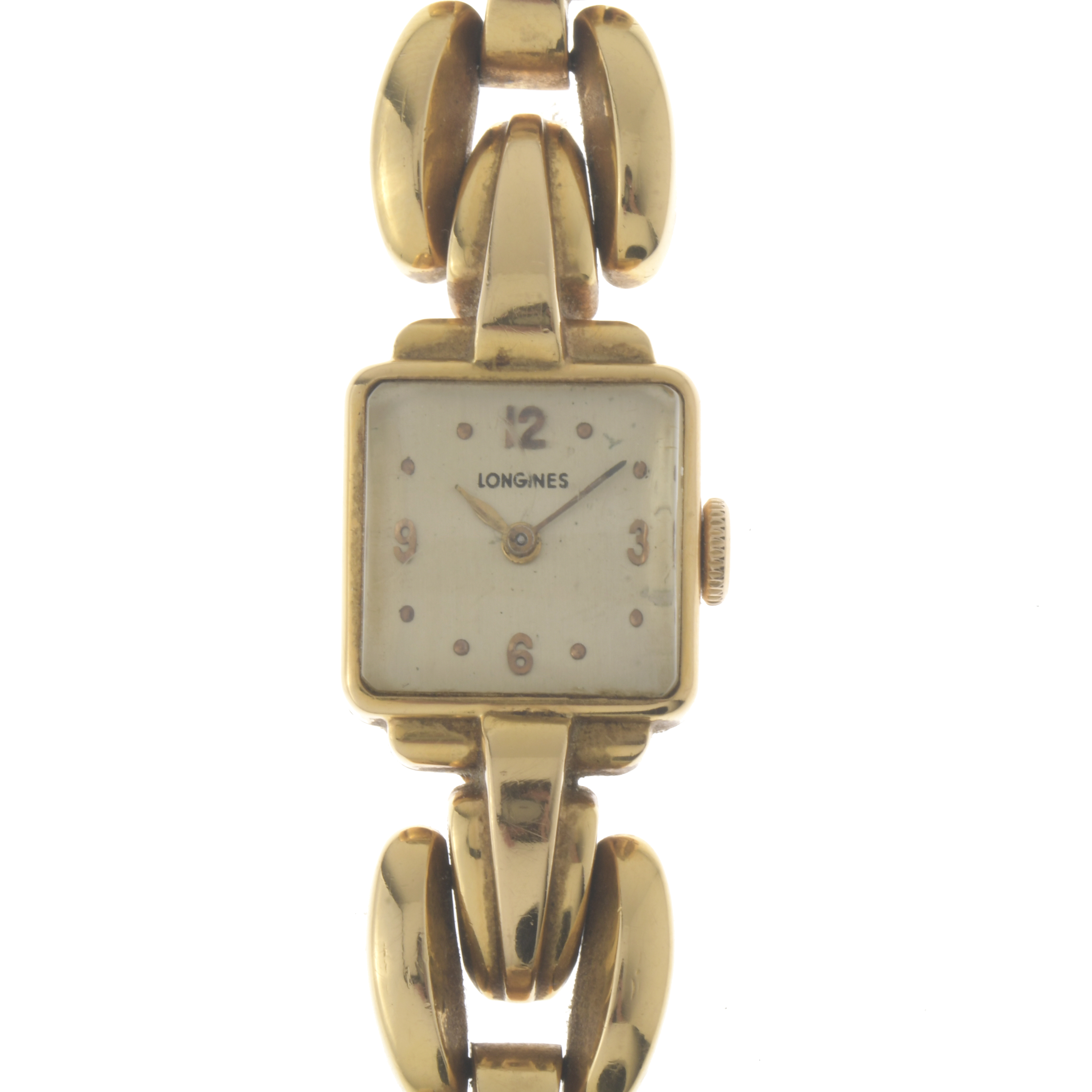 LONGINES. Reloj de pulsera en oro, años 40.