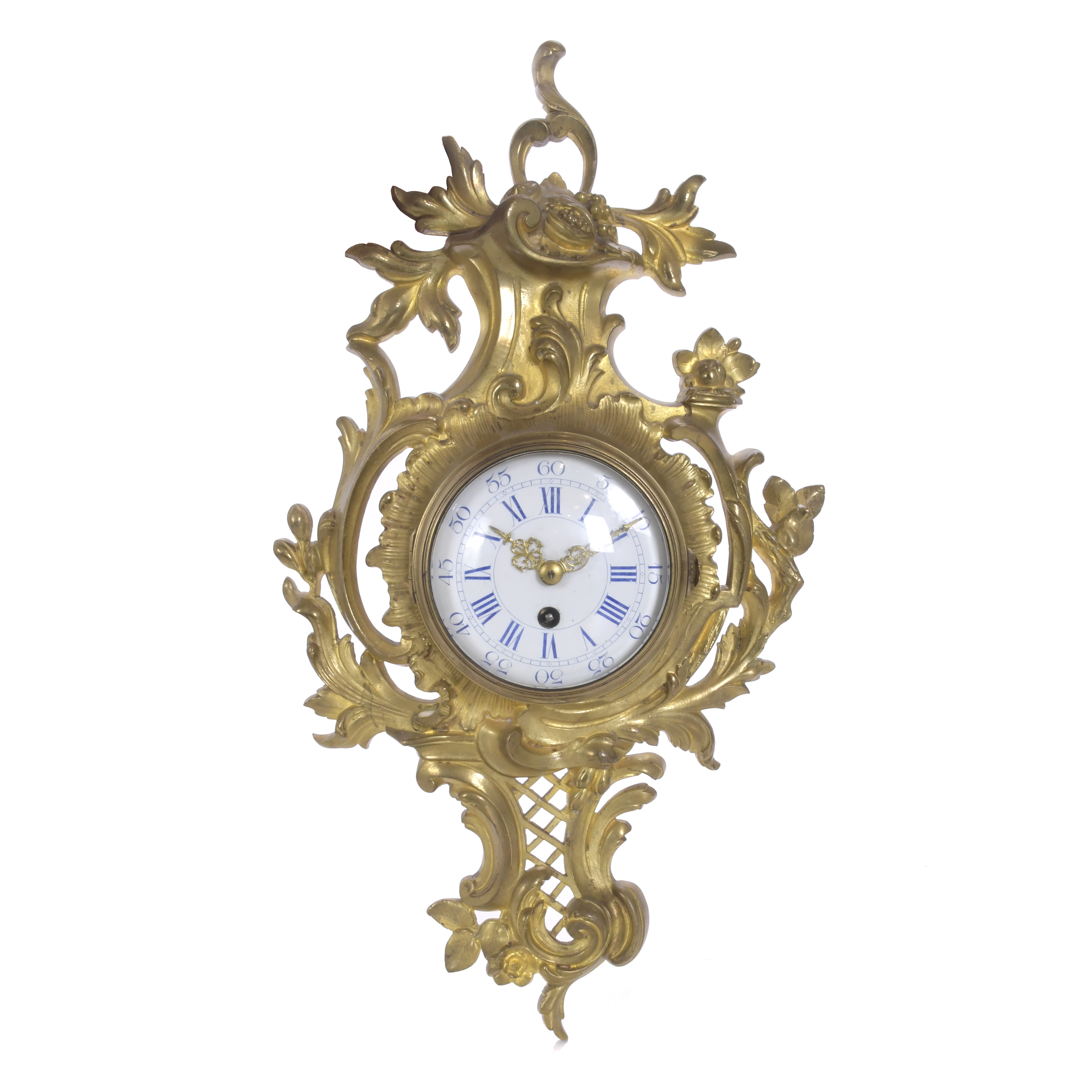 Reloj en cartel estilo Luis XV, siglo XIX. 