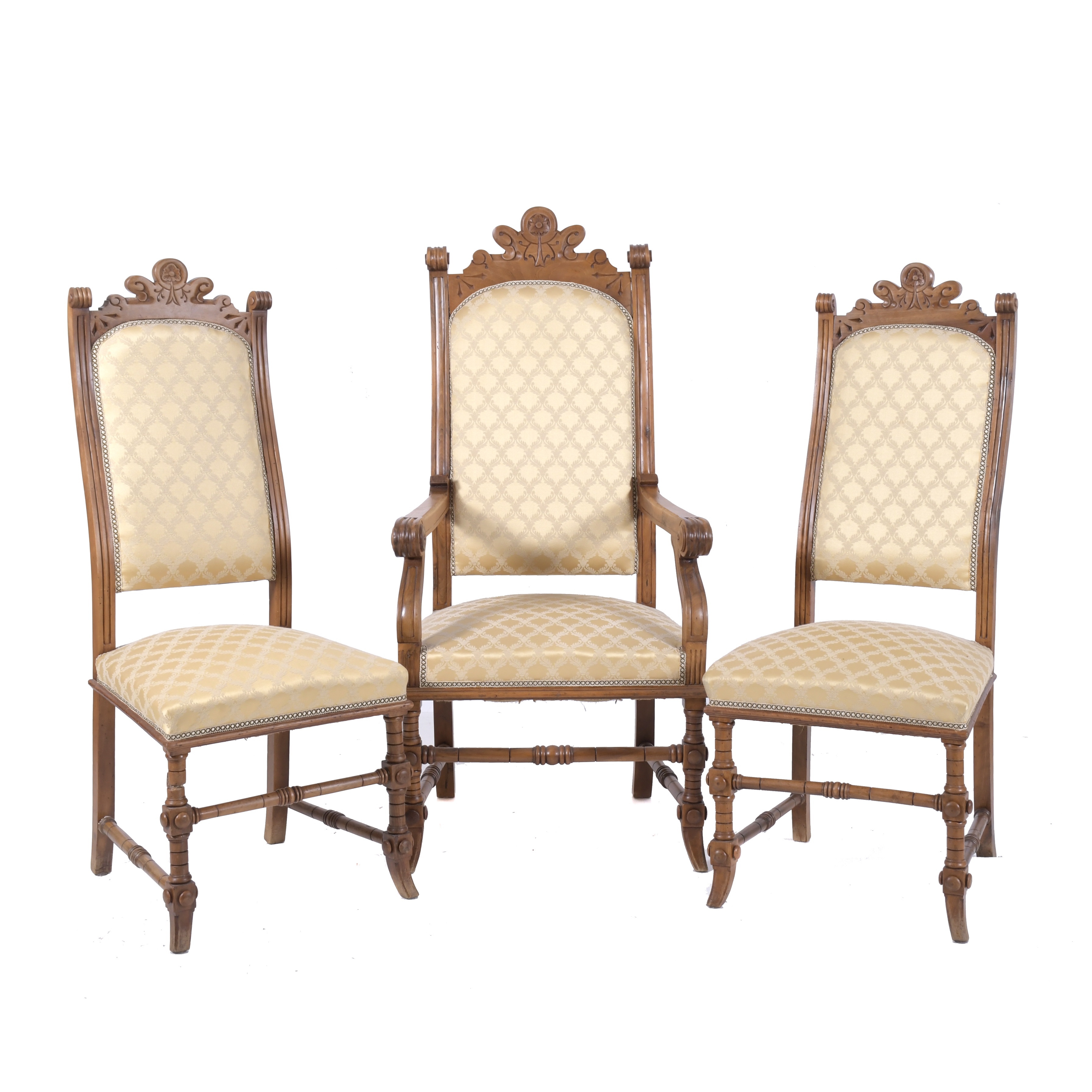 Sillón y pareja de sillas catalanas de estilo Modernista, s
