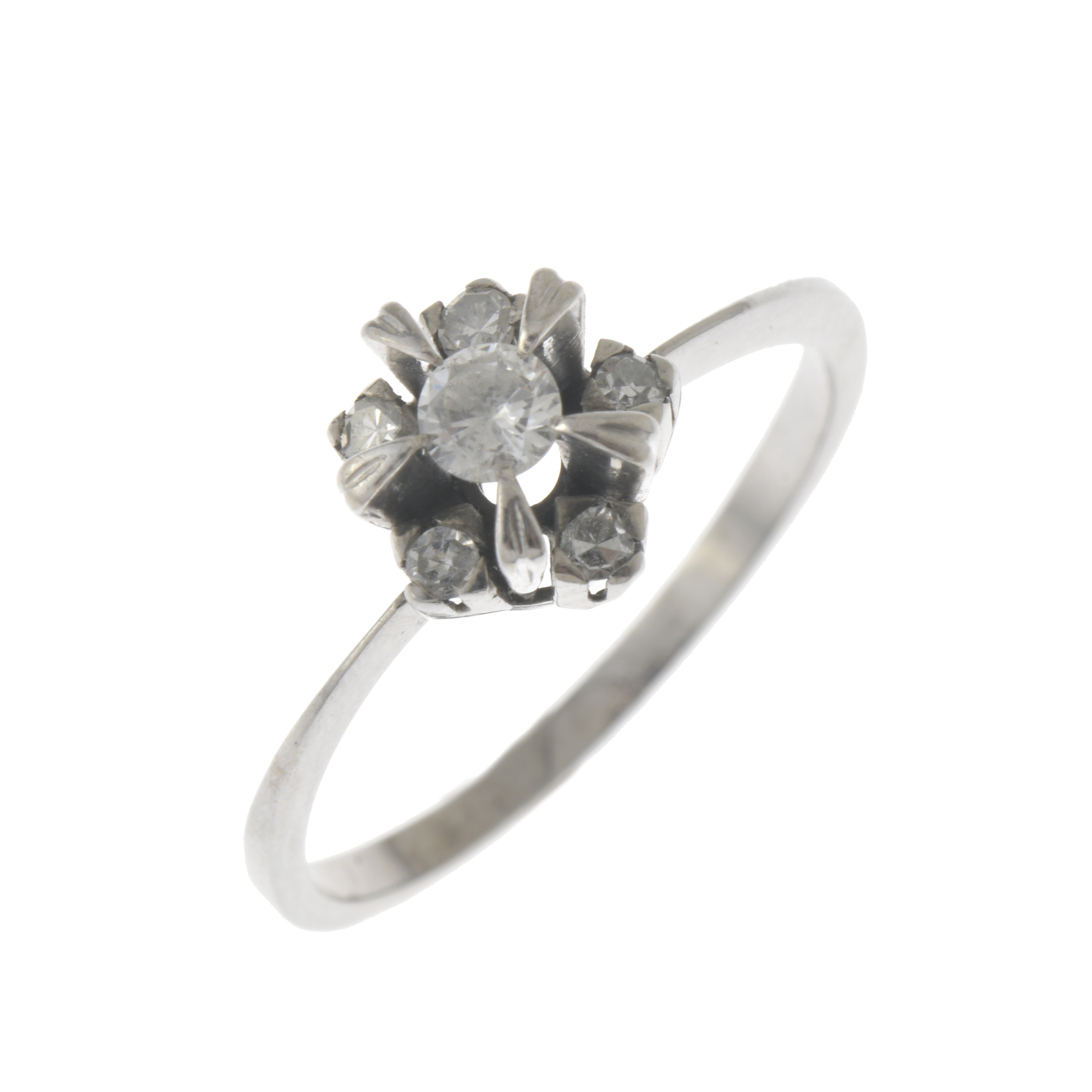 Anillo rosetón de diamantes.