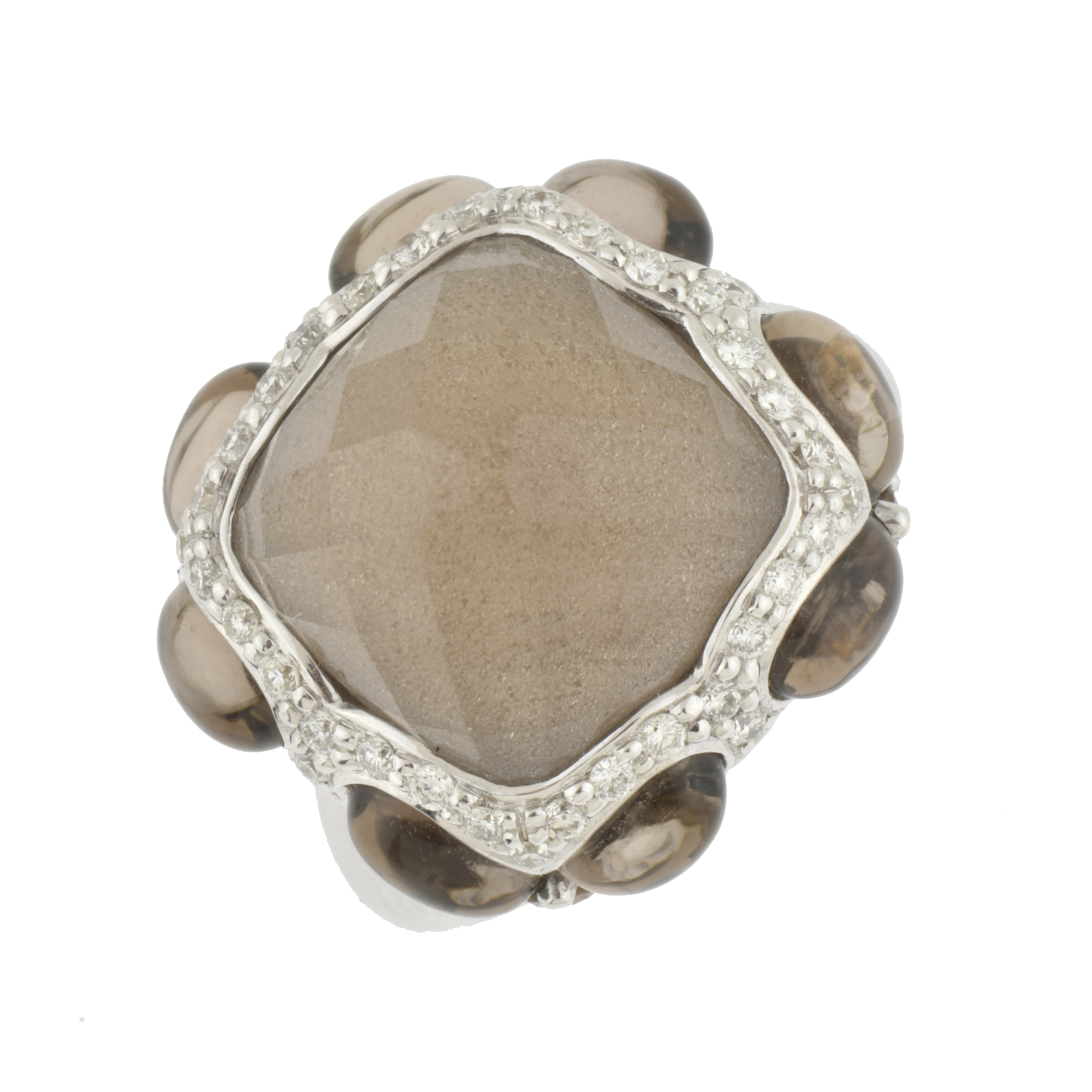 Ring with smoky topaz and diamonds.