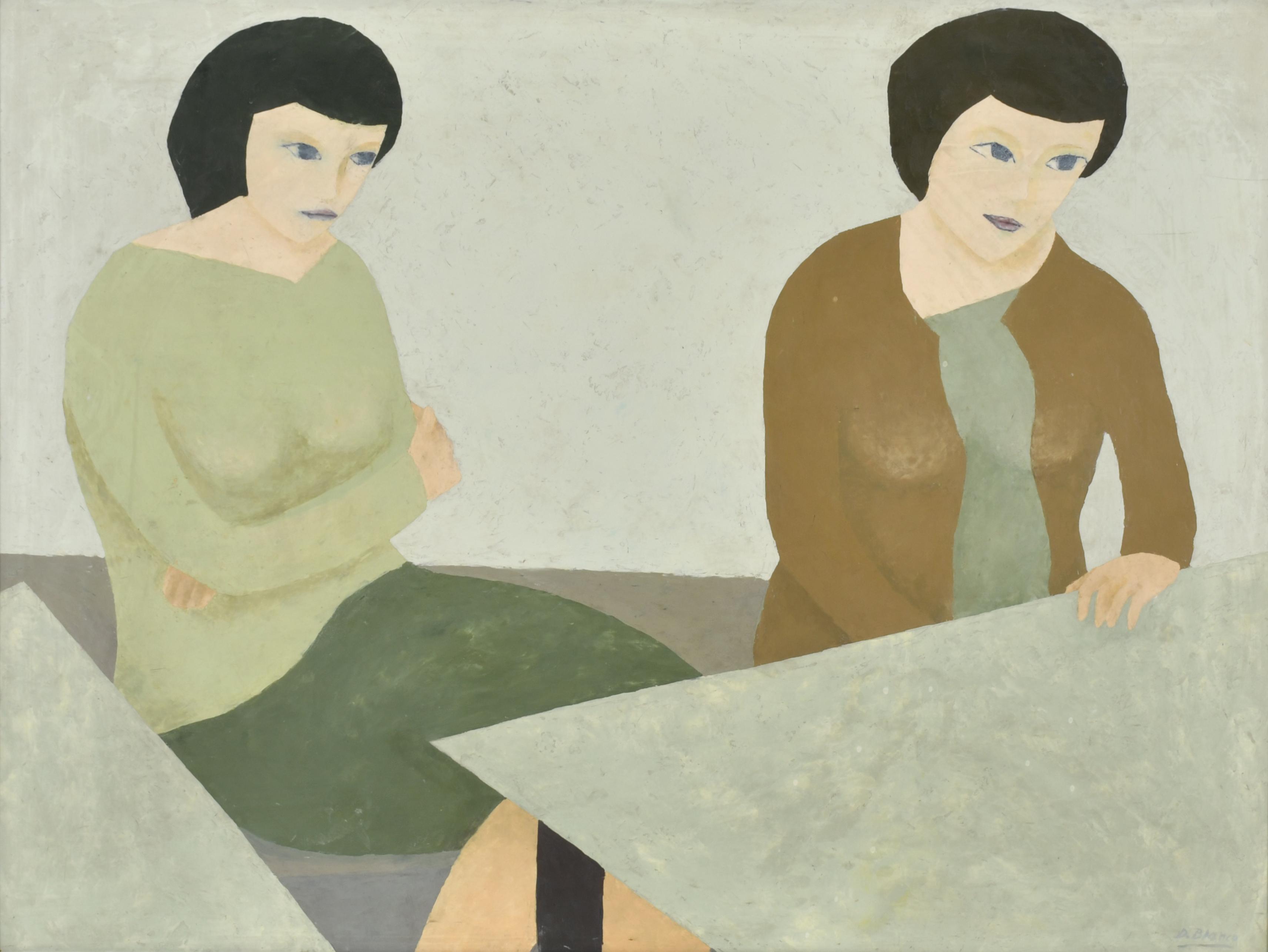 DIONISIO BLANCO ORTEGA (1927-2003).  ‘Two girls sitting in 