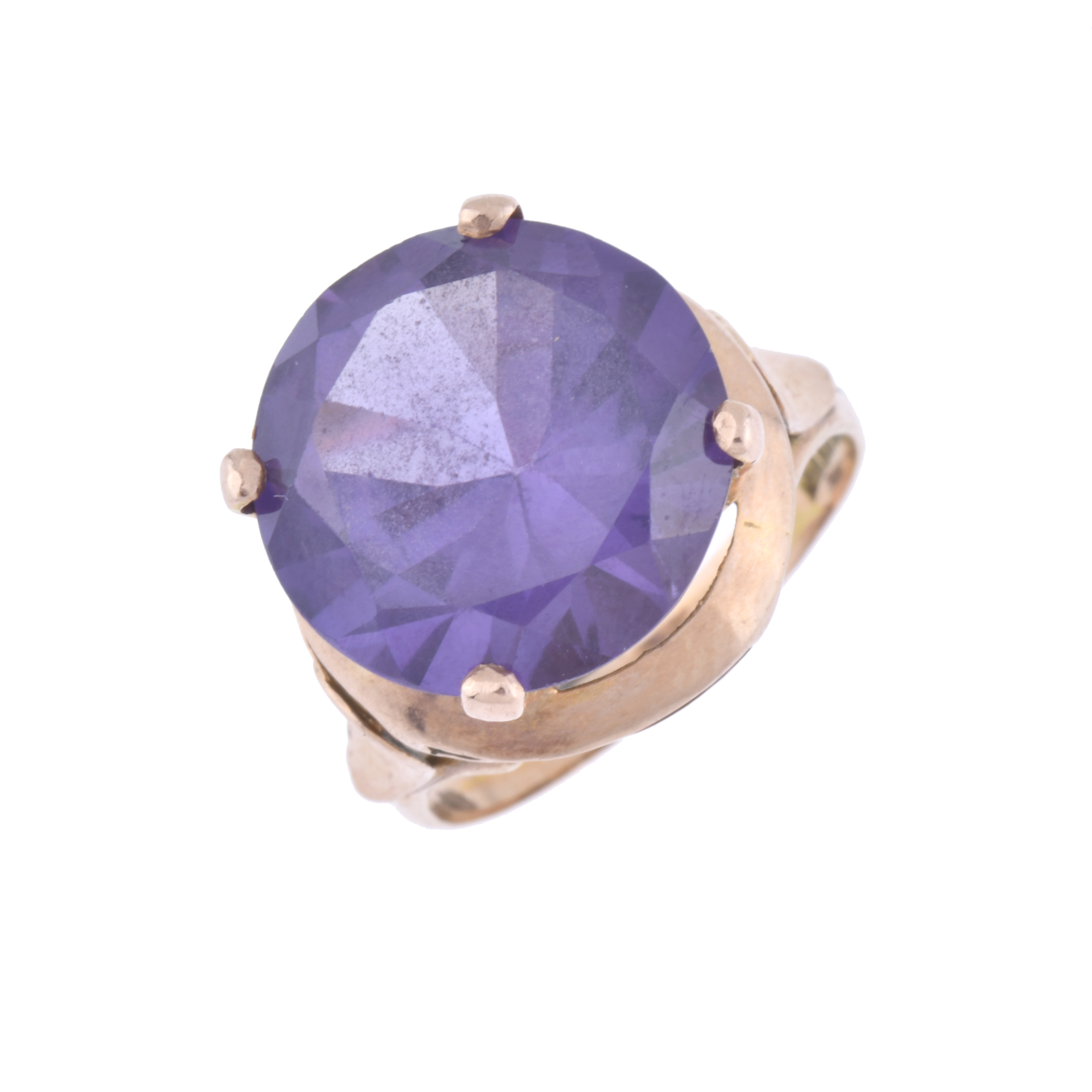 Ring with large amethyst.